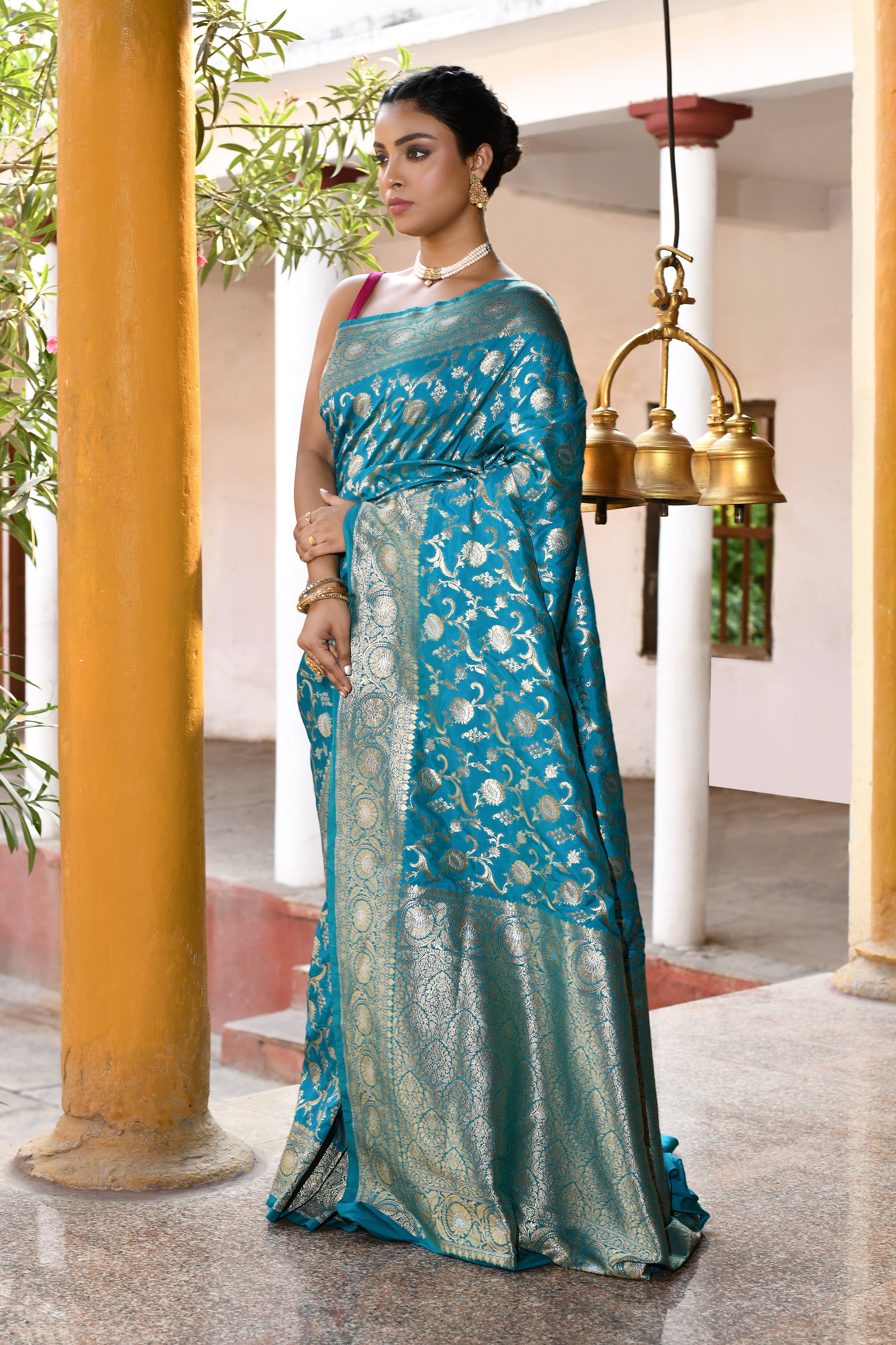 Green Banarasi Soft Silk Saree