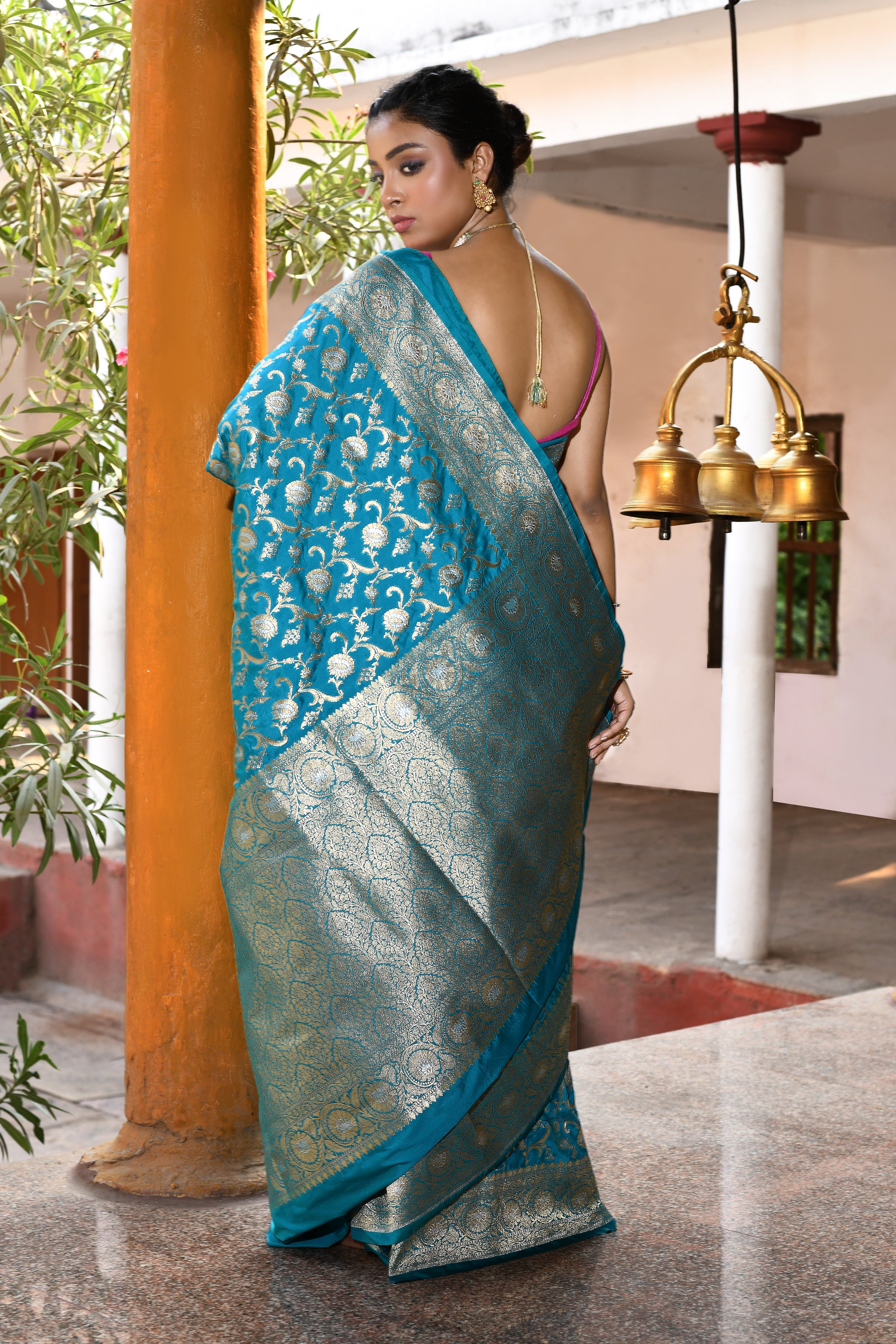 Green Banarasi Soft Silk Saree