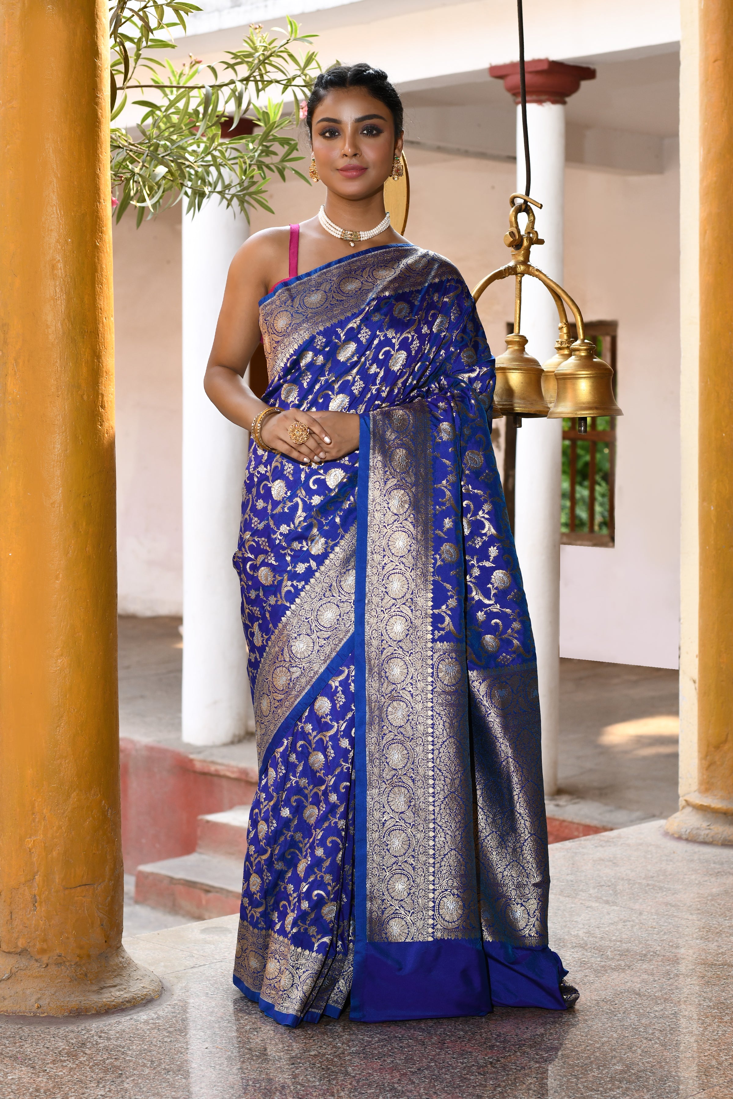 Handwoven Royal Blue Banarasi Soft Silk Saree