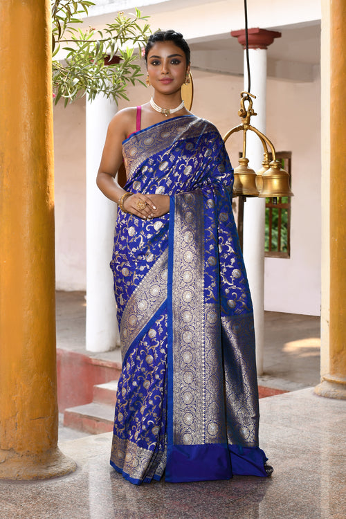 Handwoven Royal Blue Banarasi Silk Saree