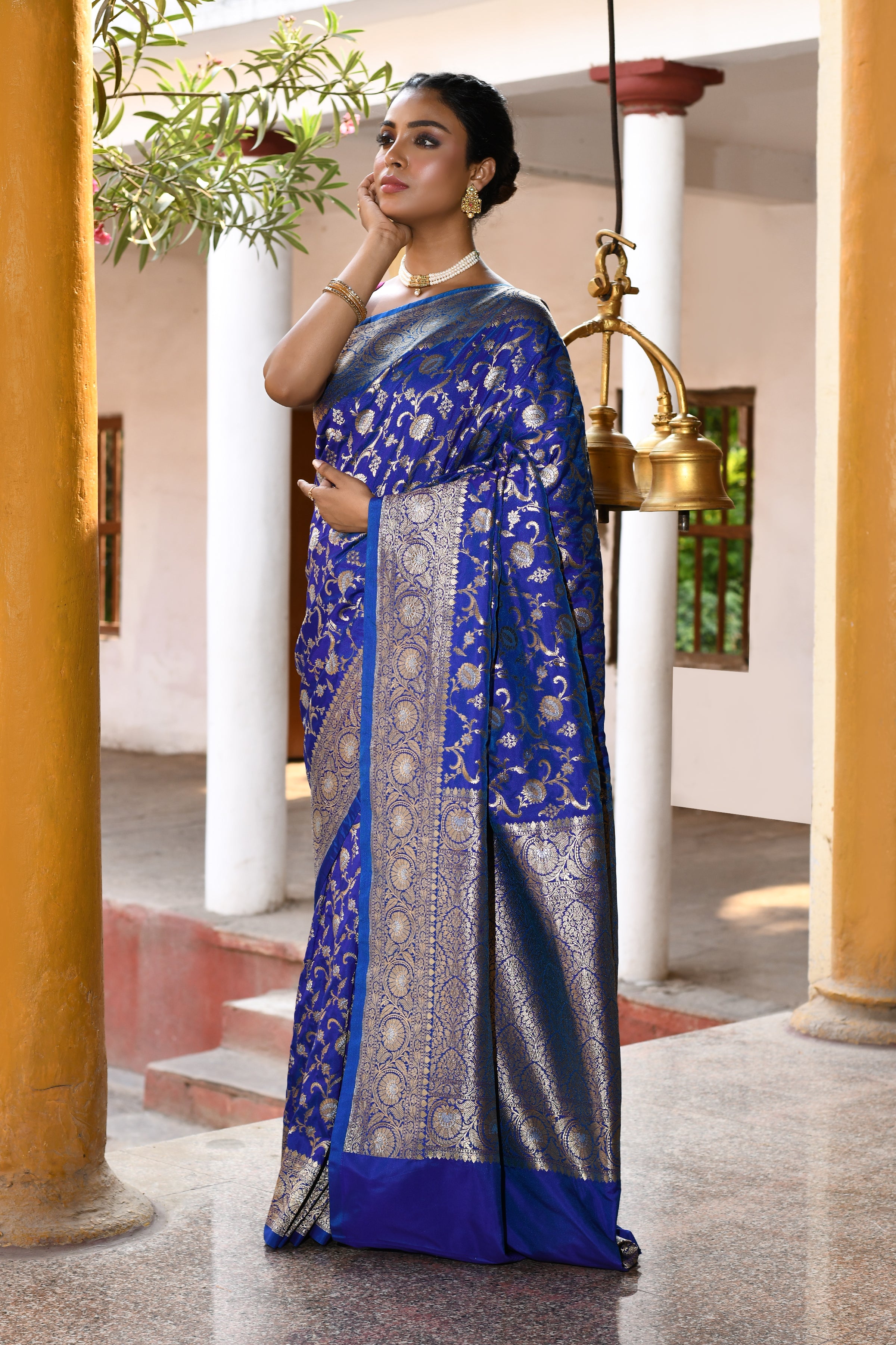 Handwoven Royal Blue Banarasi Soft Silk Saree