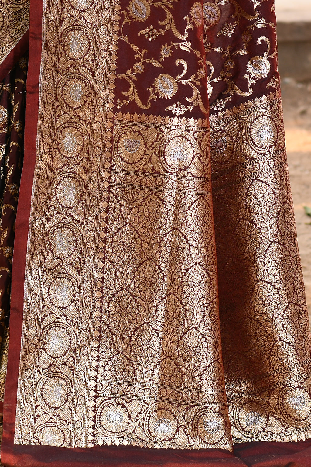 Handwoven Coffee Banarasi Soft Silk Saree