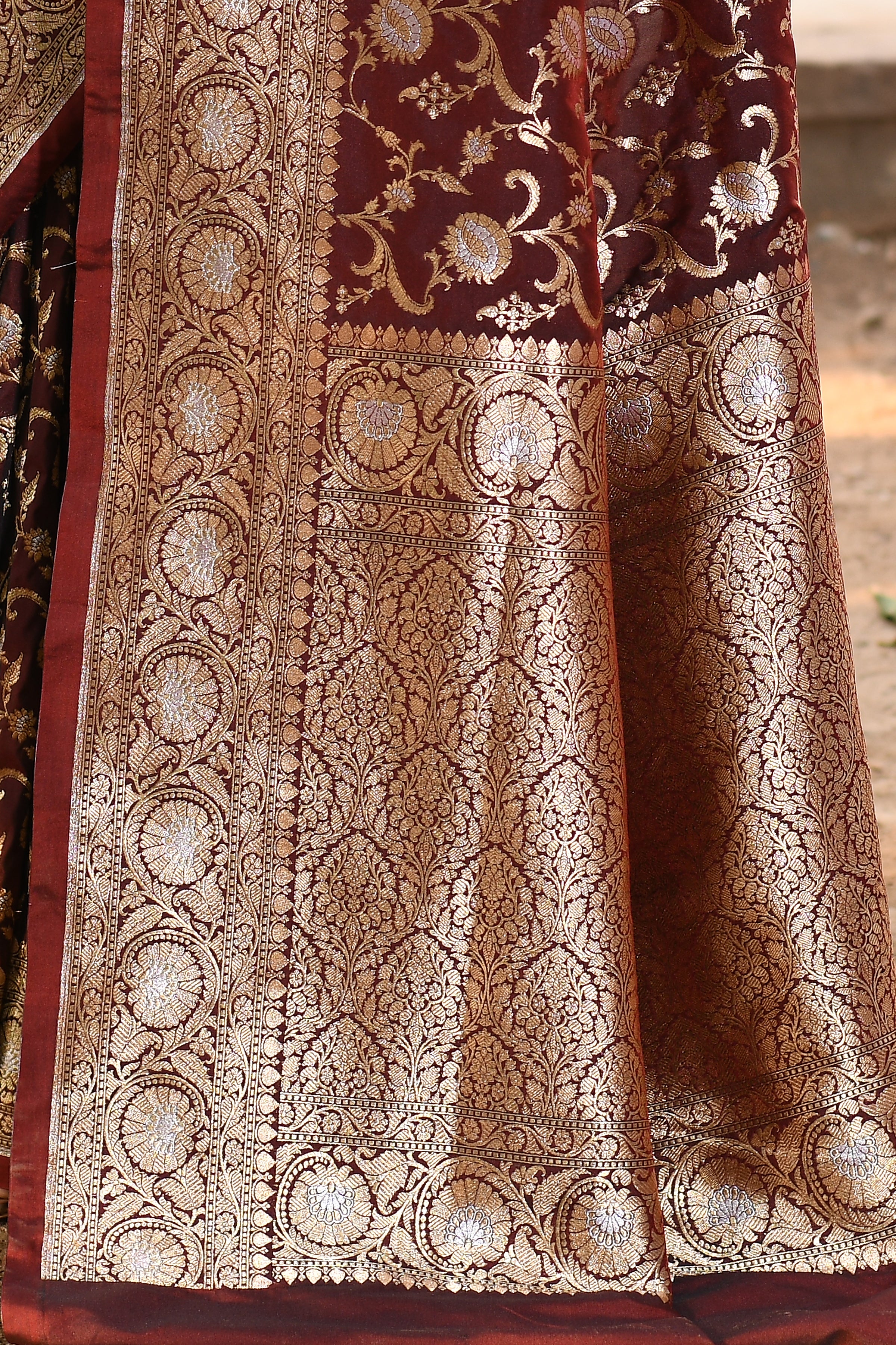 Handwoven Coffee Banarasi Soft Silk Saree