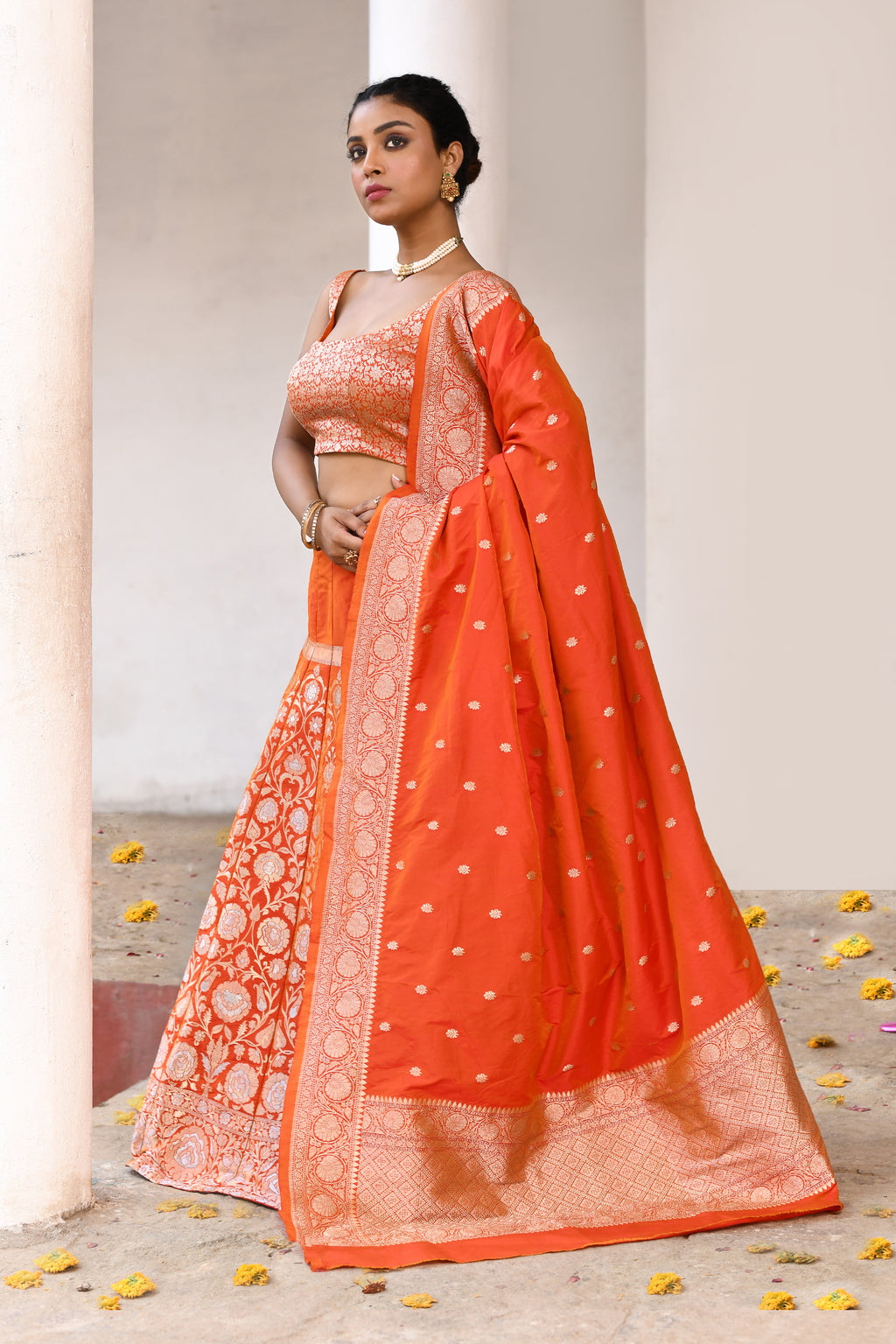 Handwoven Banarasi Soft Silk Lehenga Set