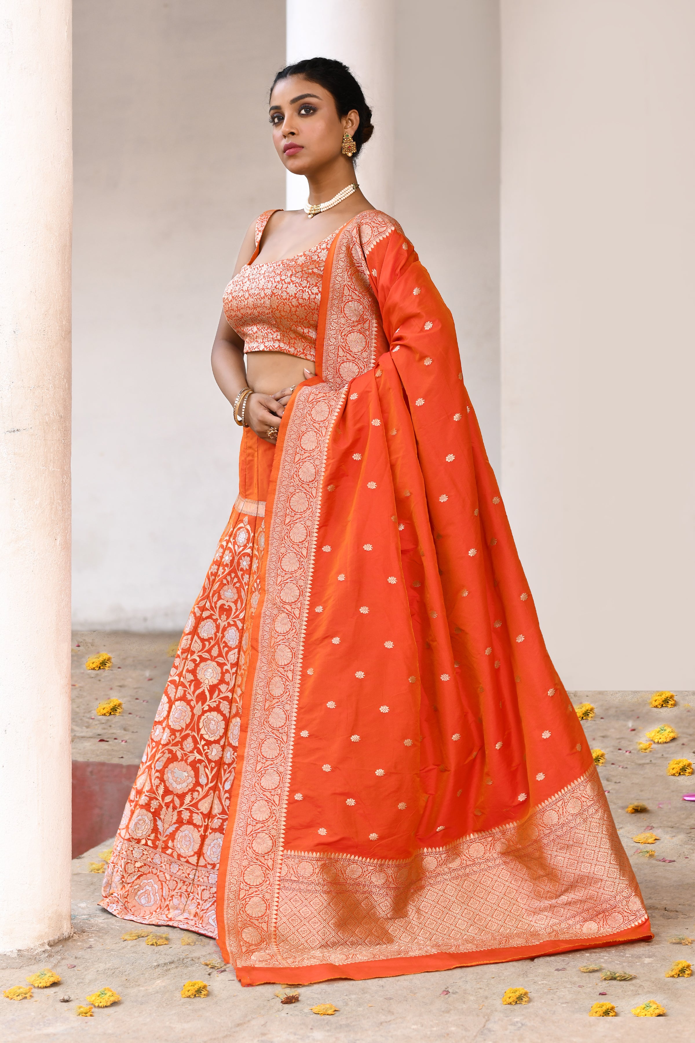 Handwoven Banarasi Soft Silk Lehenga Set