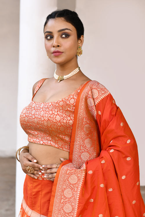 Handwoven Banarasi Soft Silk Lehenga Set