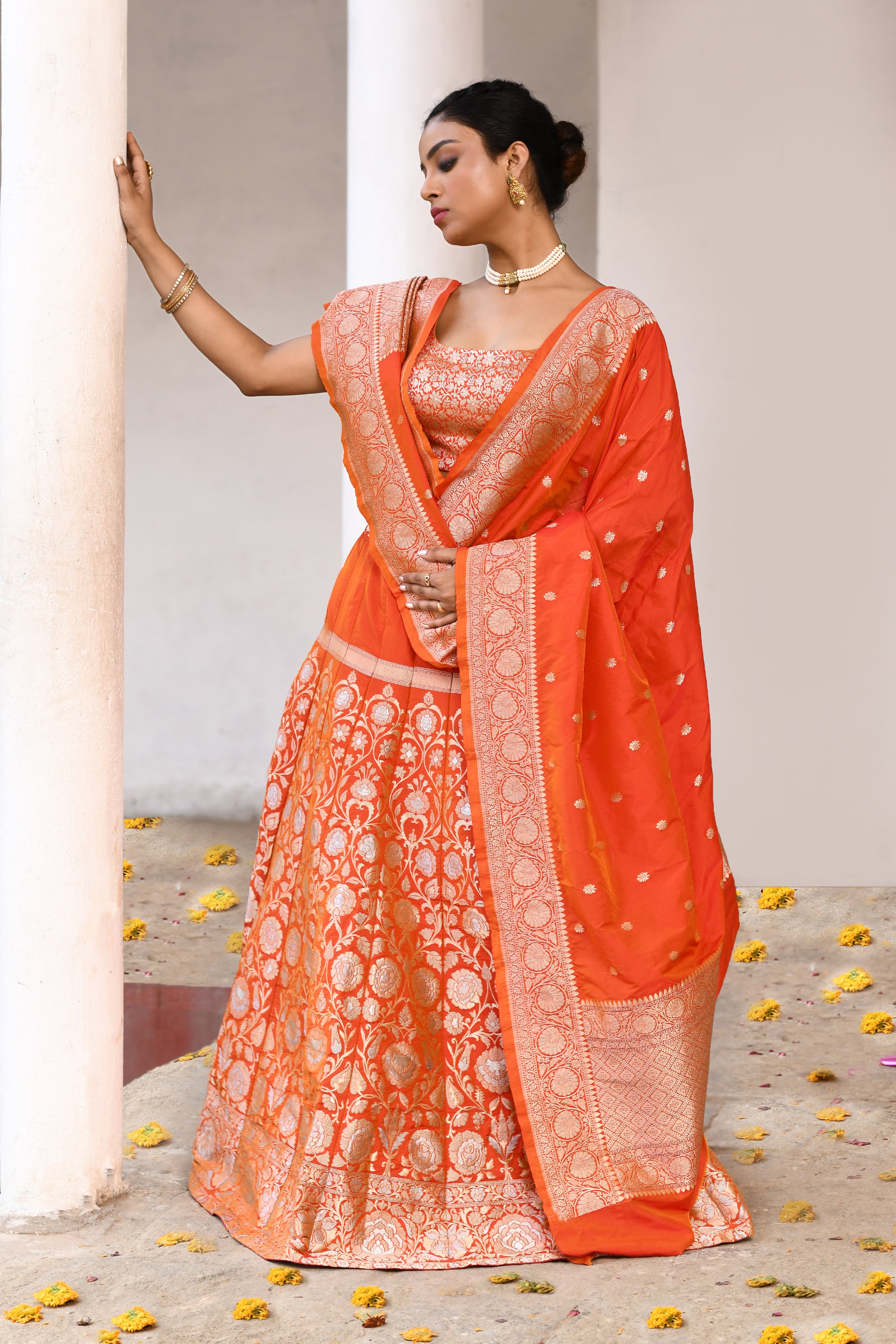Handwoven Banarasi Soft Silk Lehenga Set
