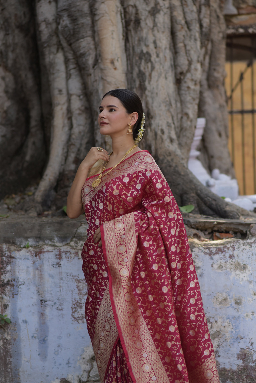 Fuschia Pink Pure Handwoven Banarasi Katan Silk Saree