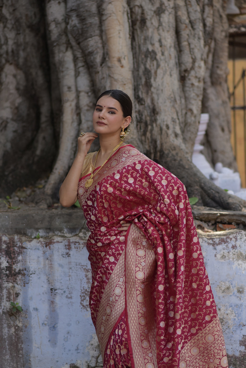Fuschia Pink Pure Handwoven Banarasi Katan Silk Saree