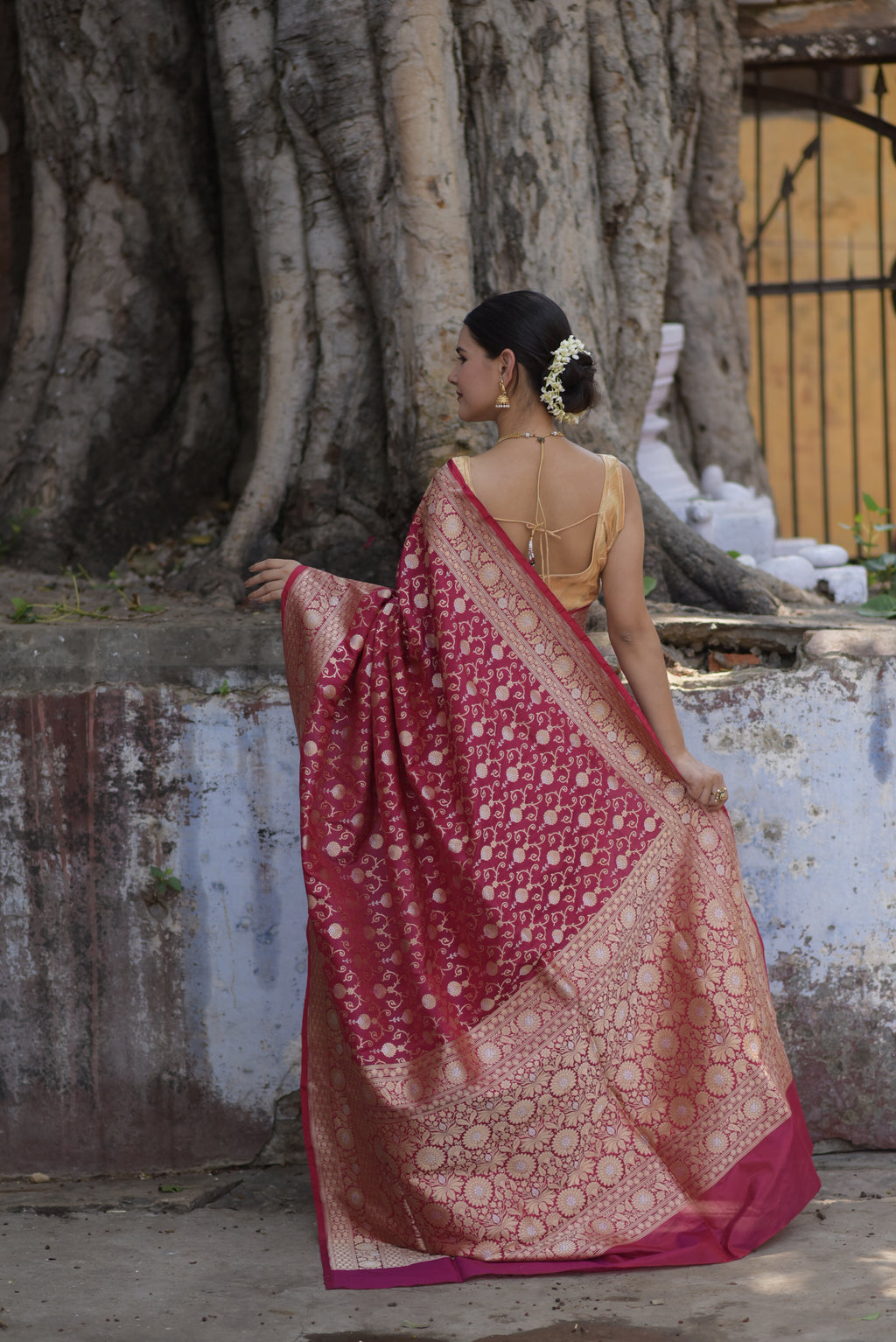 Fuschia Pink Pure Handwoven Banarasi Katan Silk Saree