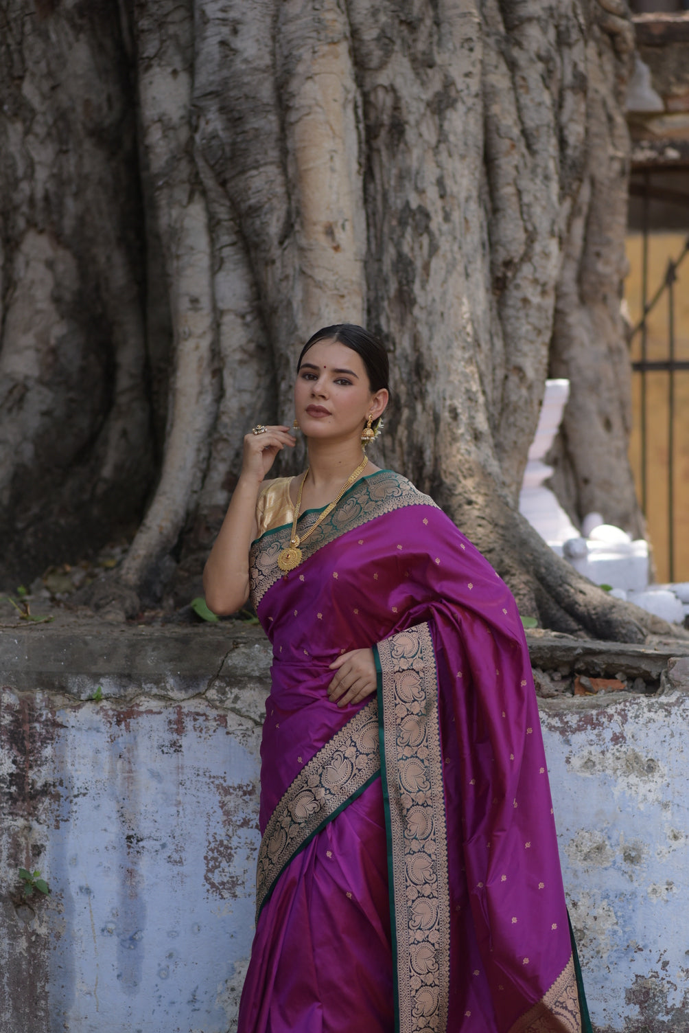 Magenta Purple Pure Handwoven Banarasi Katan Silk Saree