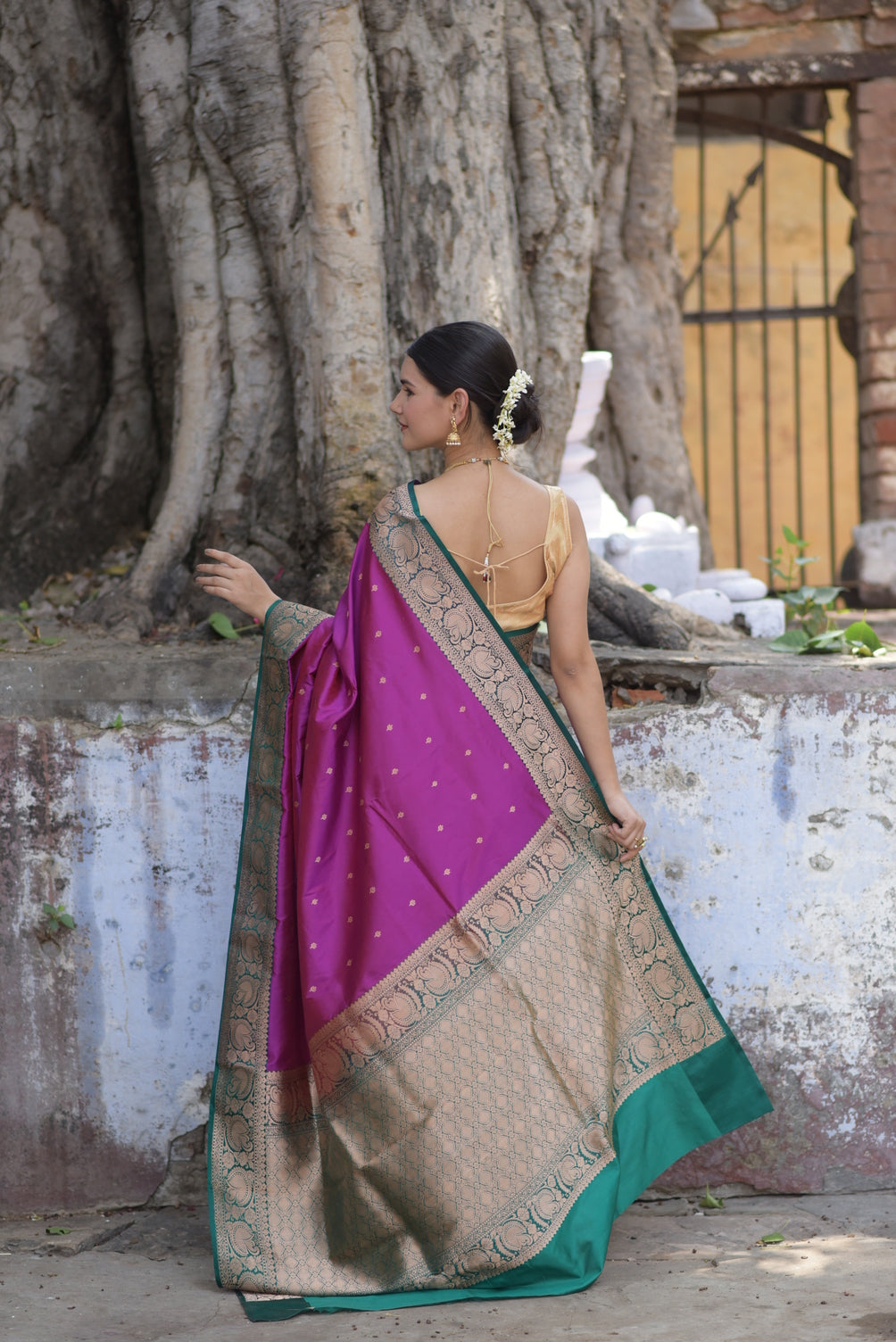 Magenta Purple Pure Handwoven Banarasi Katan Silk Saree