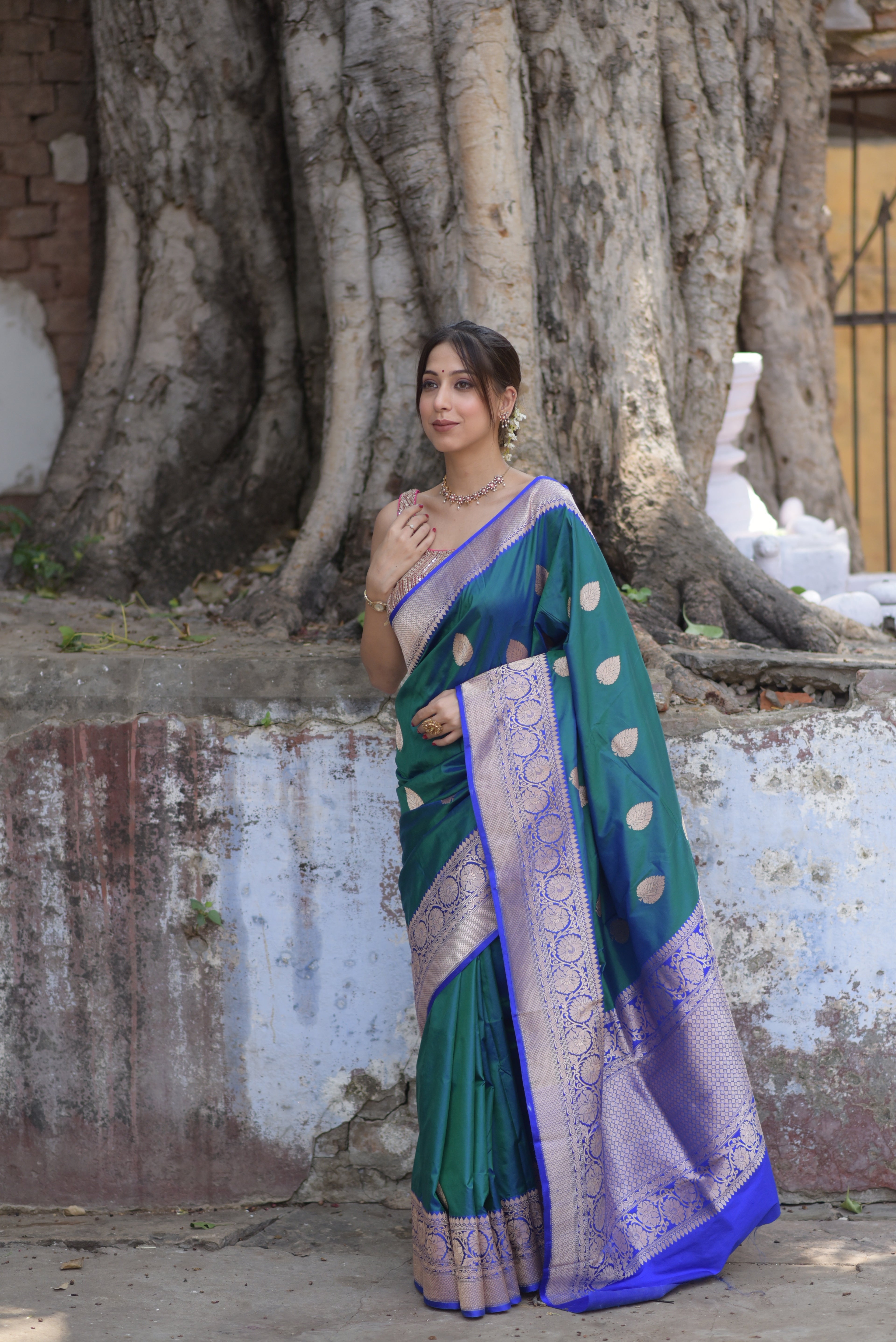 Amazon Green Pure Handwoven Banarasi Katan Silk Saree
