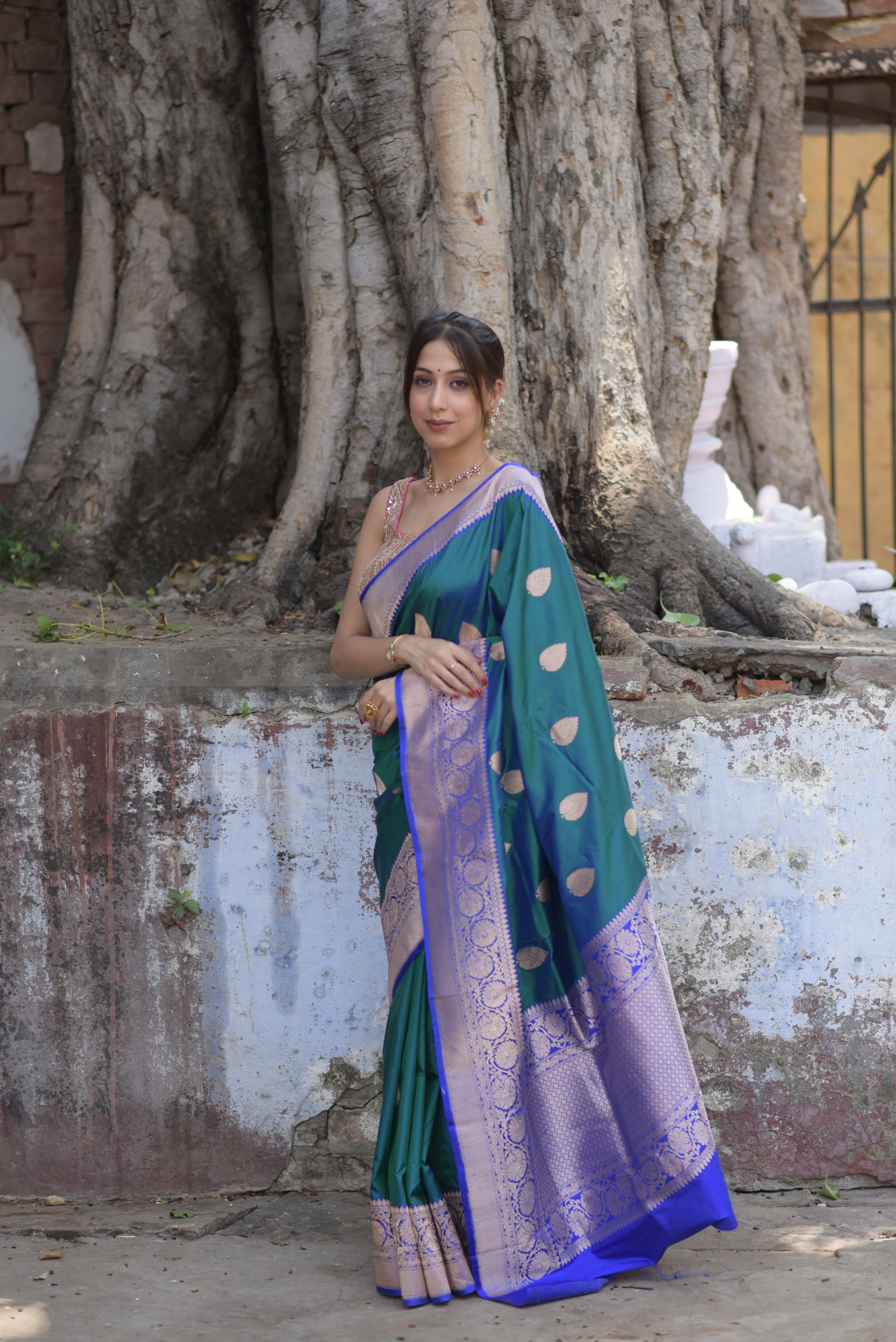 Amazon Green Pure Handwoven Banarasi Katan Silk Saree