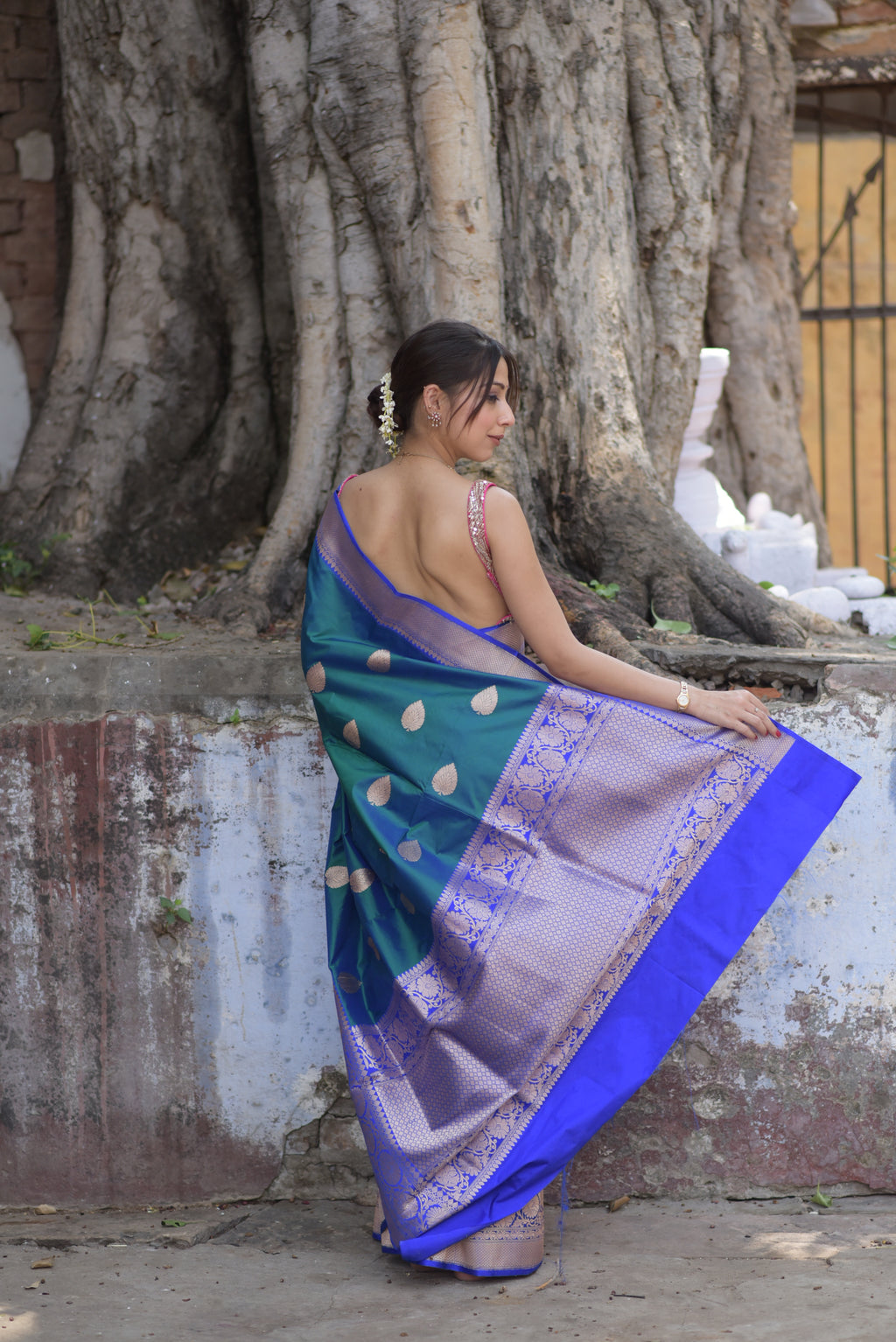 Amazon Green Pure Handwoven Banarasi Katan Silk Saree