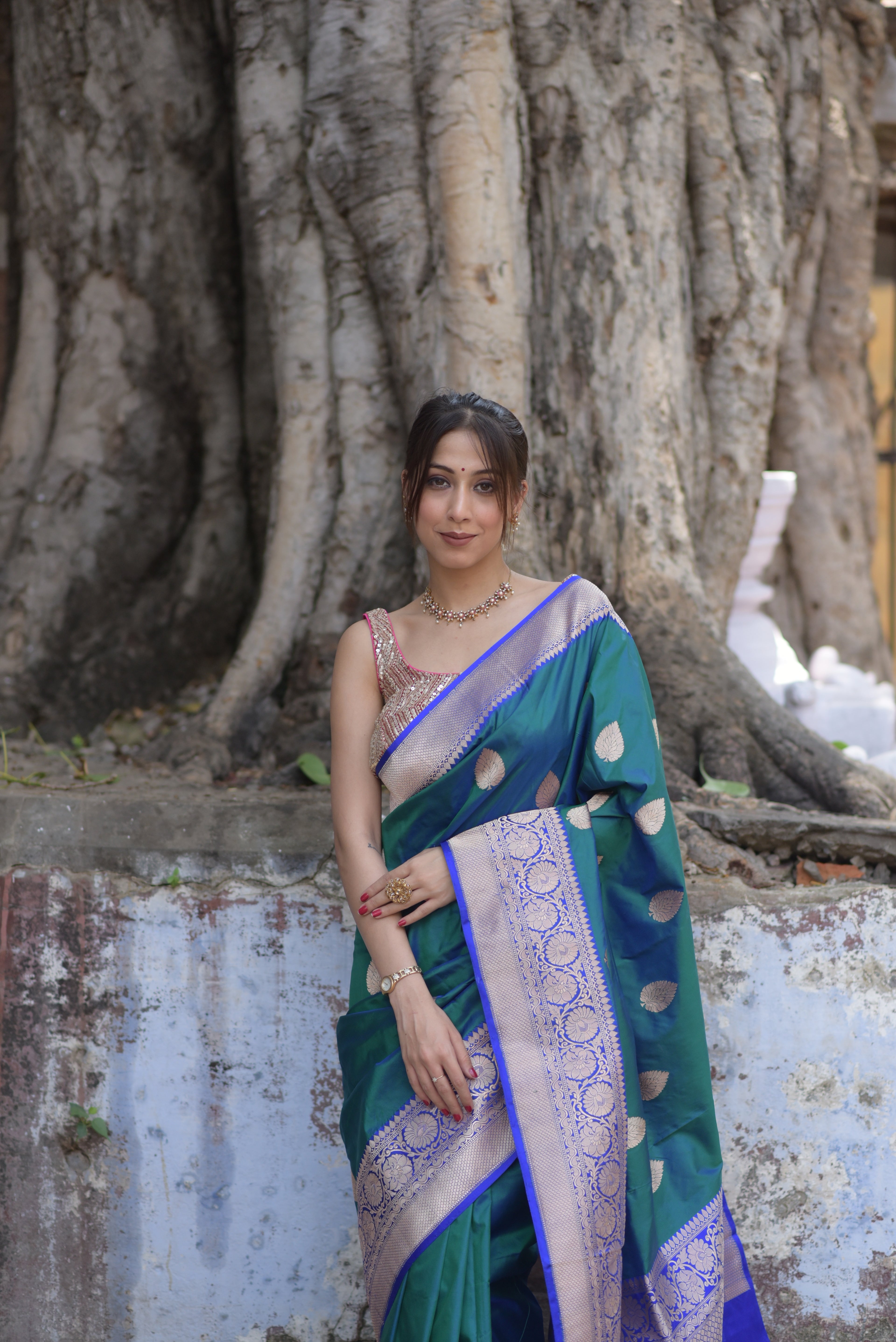 Amazon Green Pure Handwoven Banarasi Katan Silk Saree