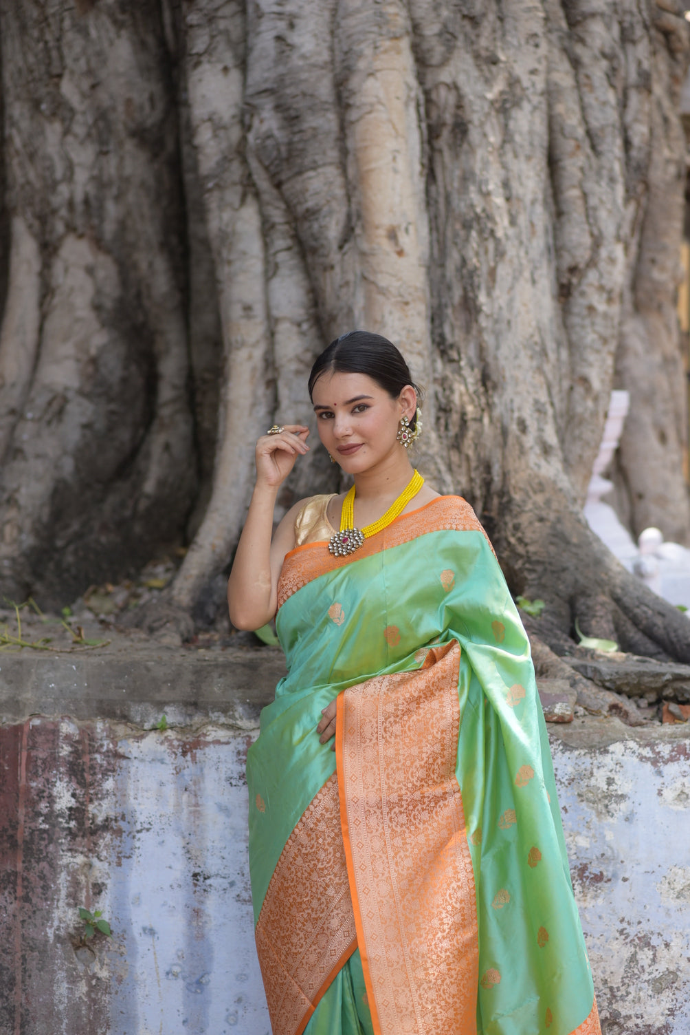 Sea Green Pure Handwoven Banarasi Katan Silk Saree
