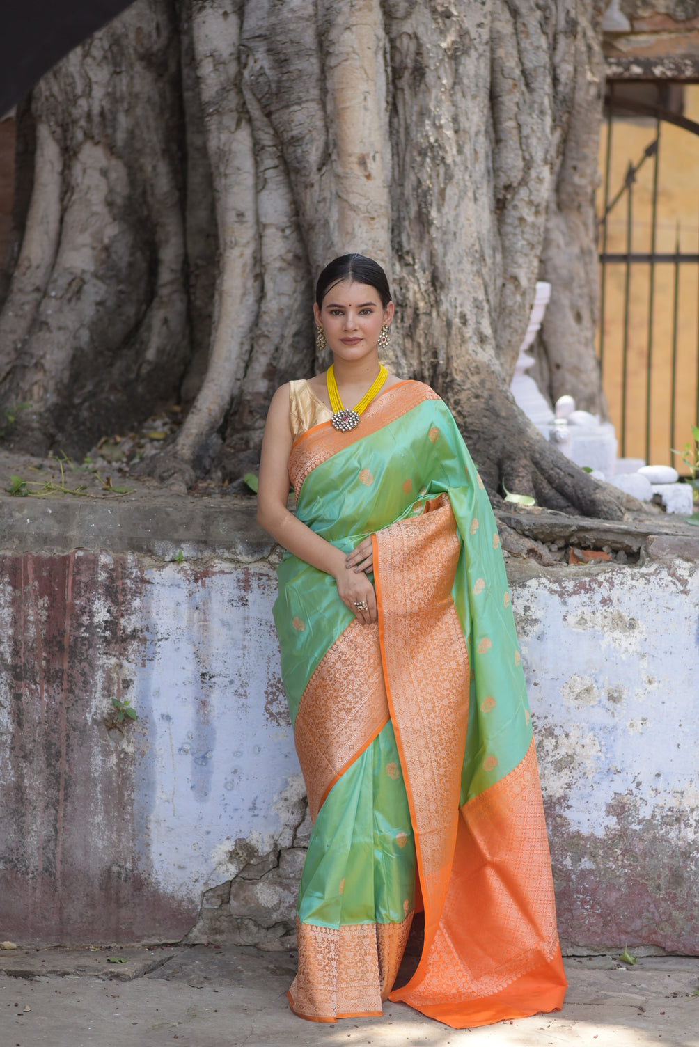 Sea Green Pure Handwoven Banarasi Katan Silk Saree