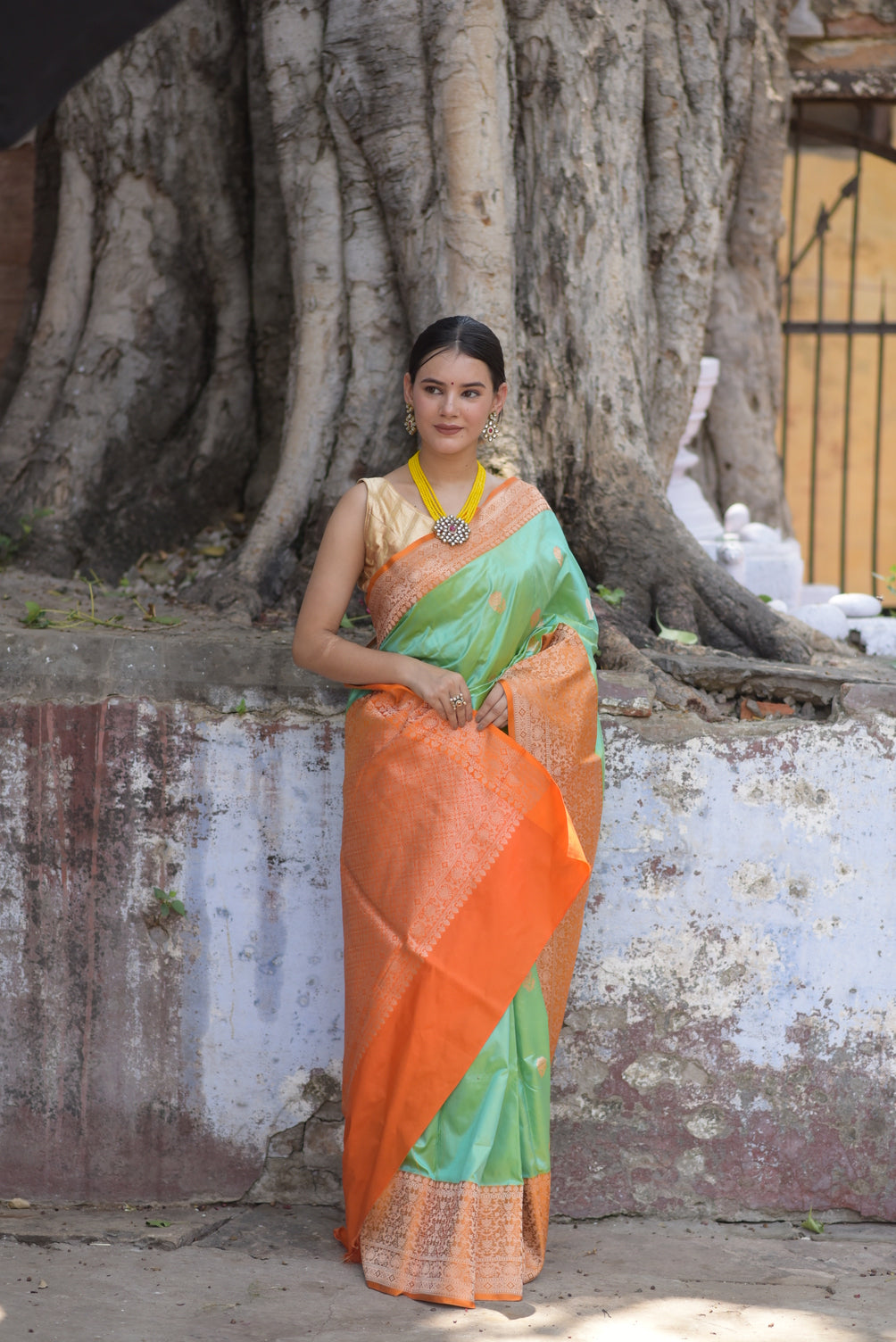 Sea Green Pure Handwoven Banarasi Katan Silk Saree