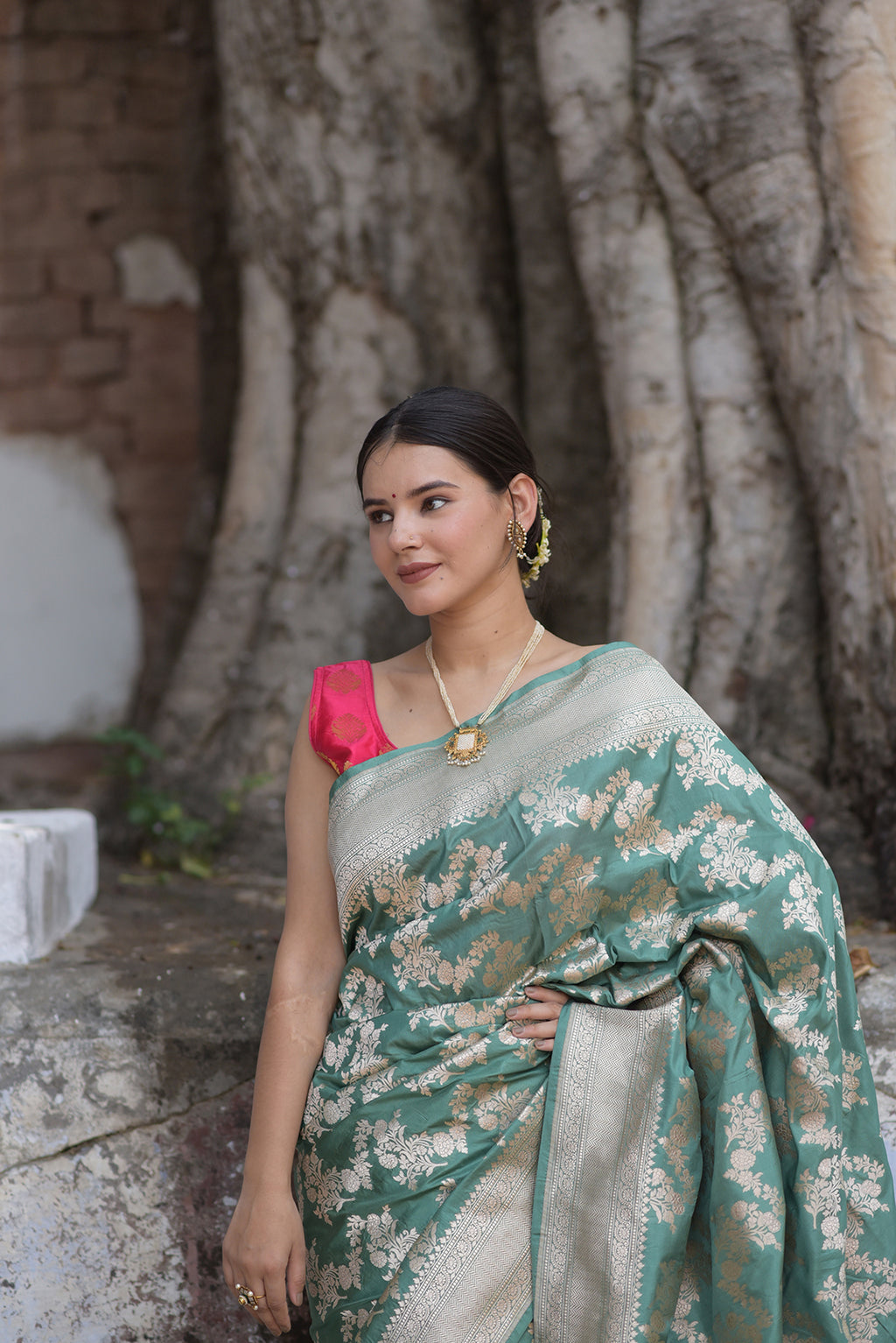 Mint Green Pure Handwoven Banarasi Katan Silk Saree
