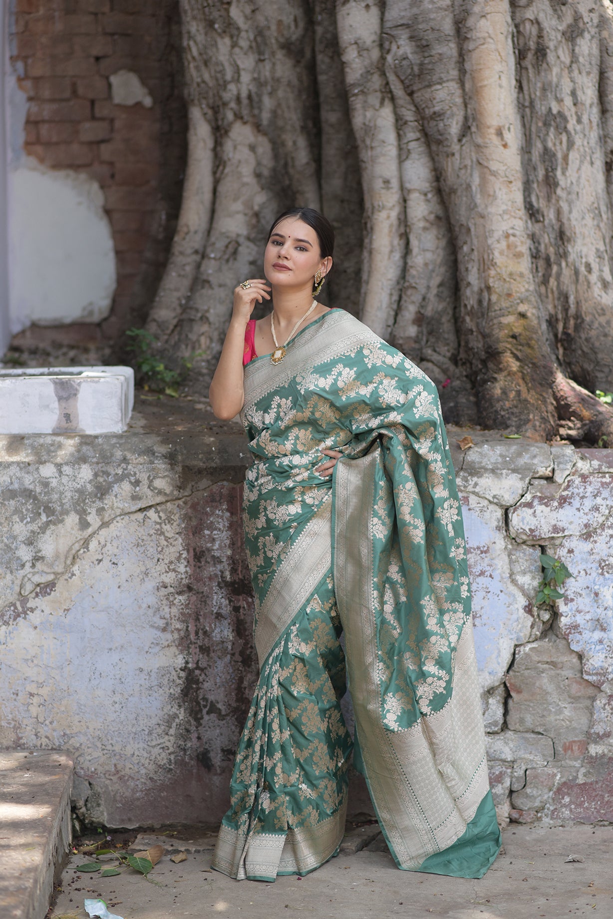 Mint Green Pure Handwoven Banarasi Katan Silk Saree