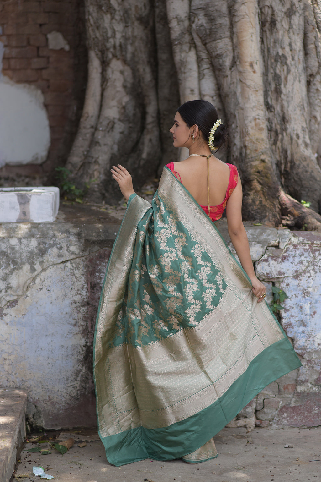 Mint Green Pure Handwoven Banarasi Katan Silk Saree