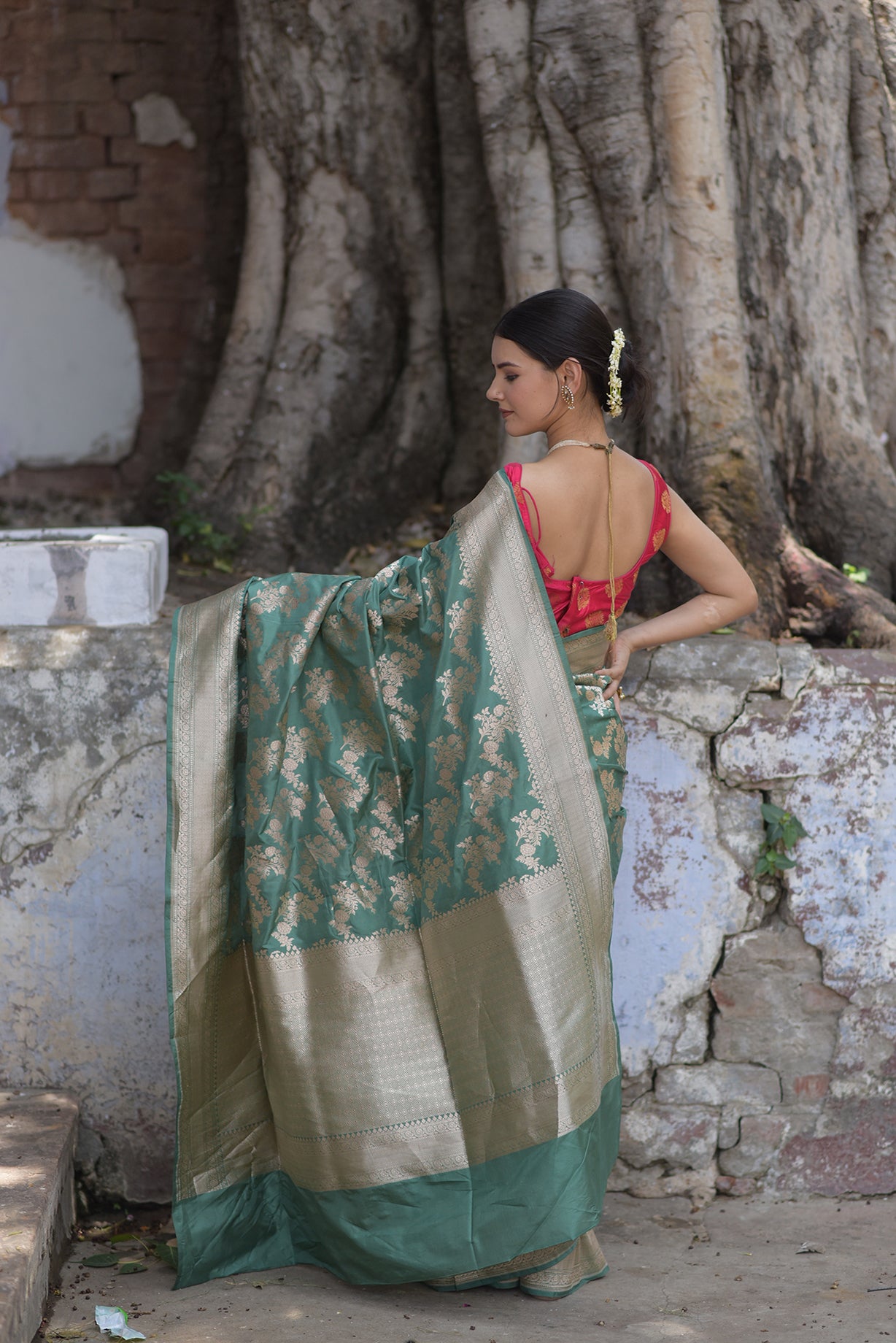Mint Green Pure Handwoven Banarasi Katan Silk Saree