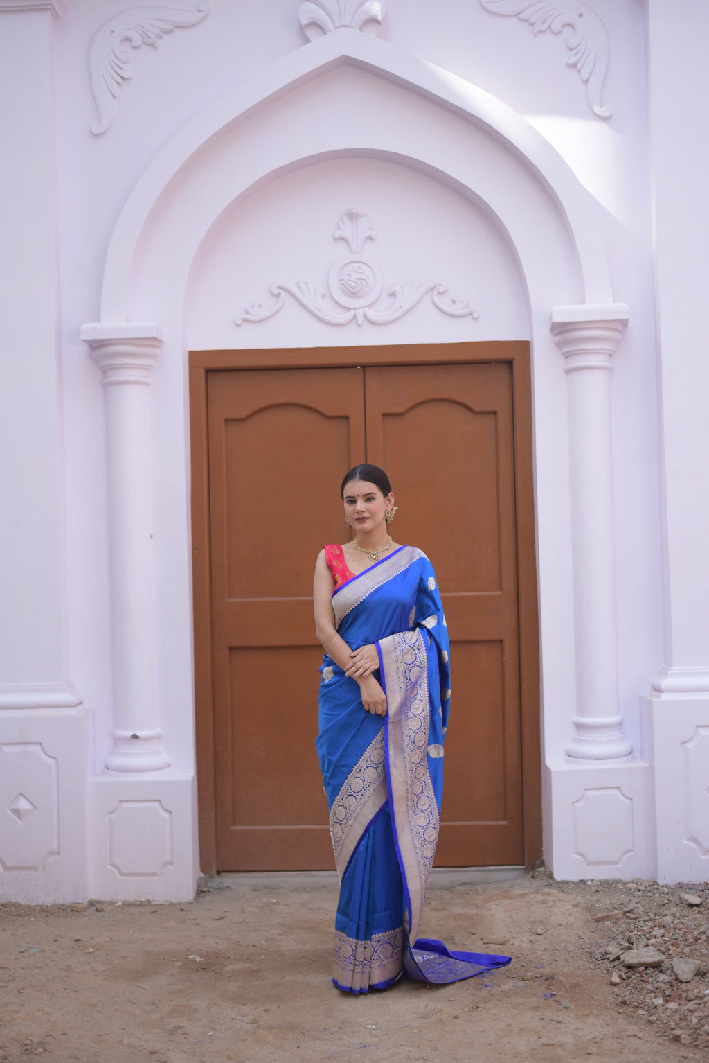 Indigo Pure Handwoven Banarasi Katan Silk Saree