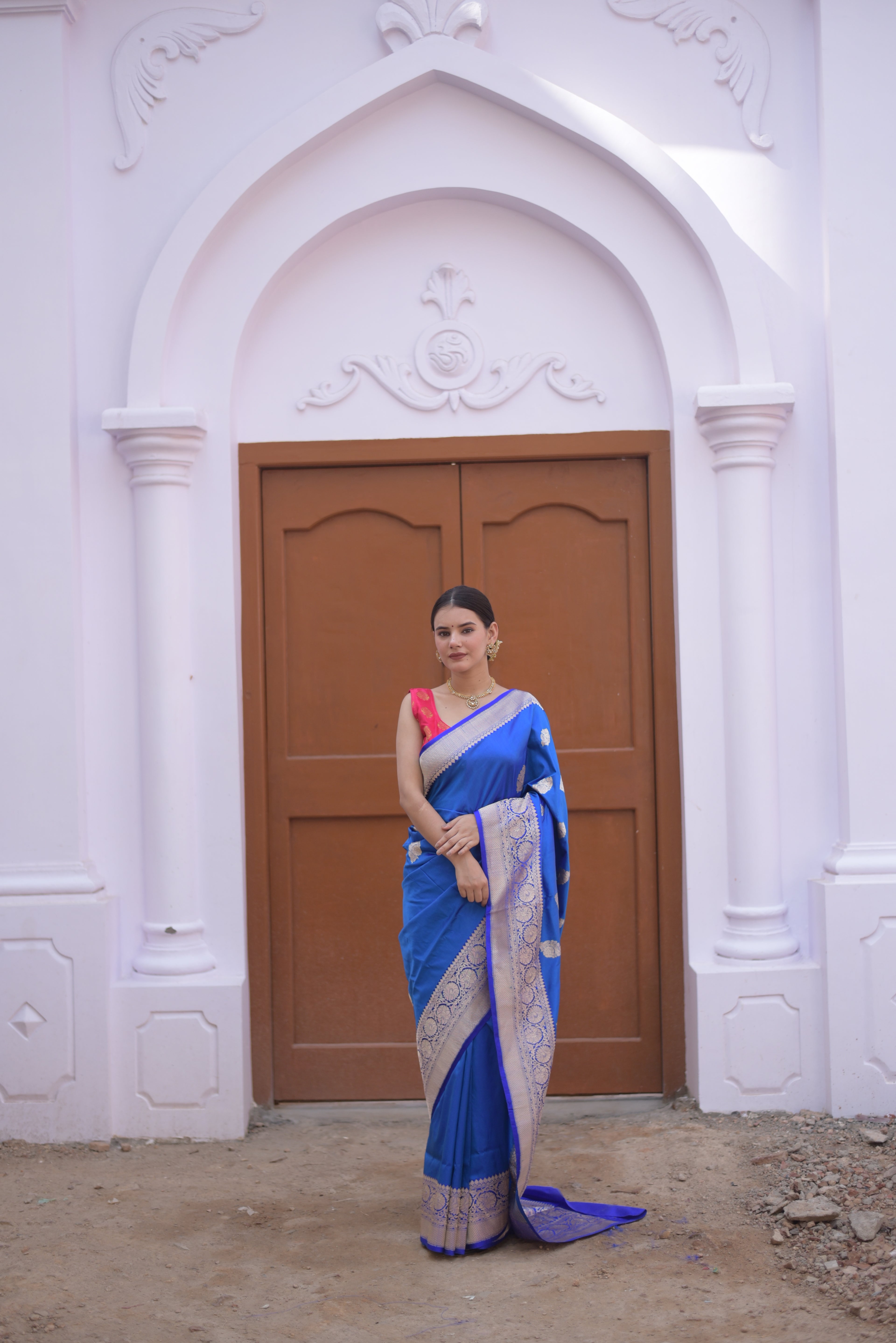 Indigo Pure Handwoven Banarasi Katan Silk Saree