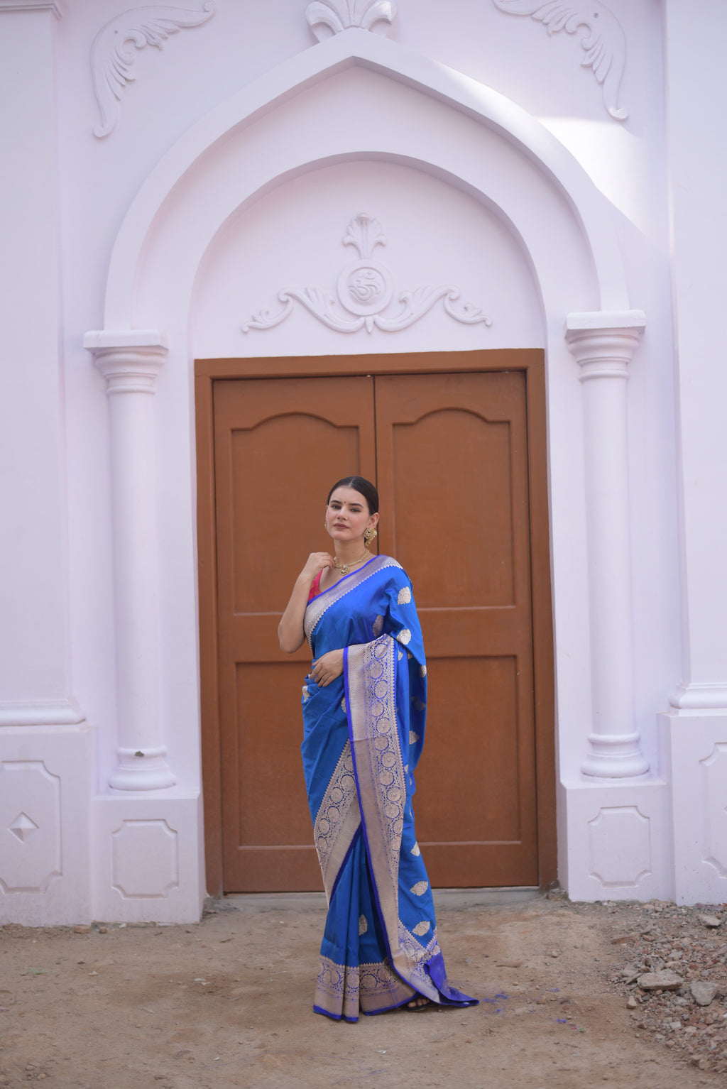 Indigo Pure Handwoven Banarasi Katan Silk Saree