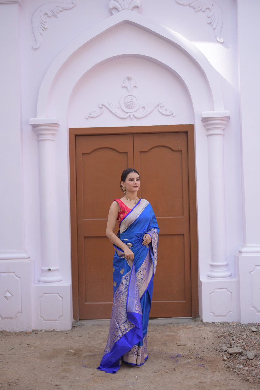 Indigo Pure Handwoven Banarasi Katan Silk Saree