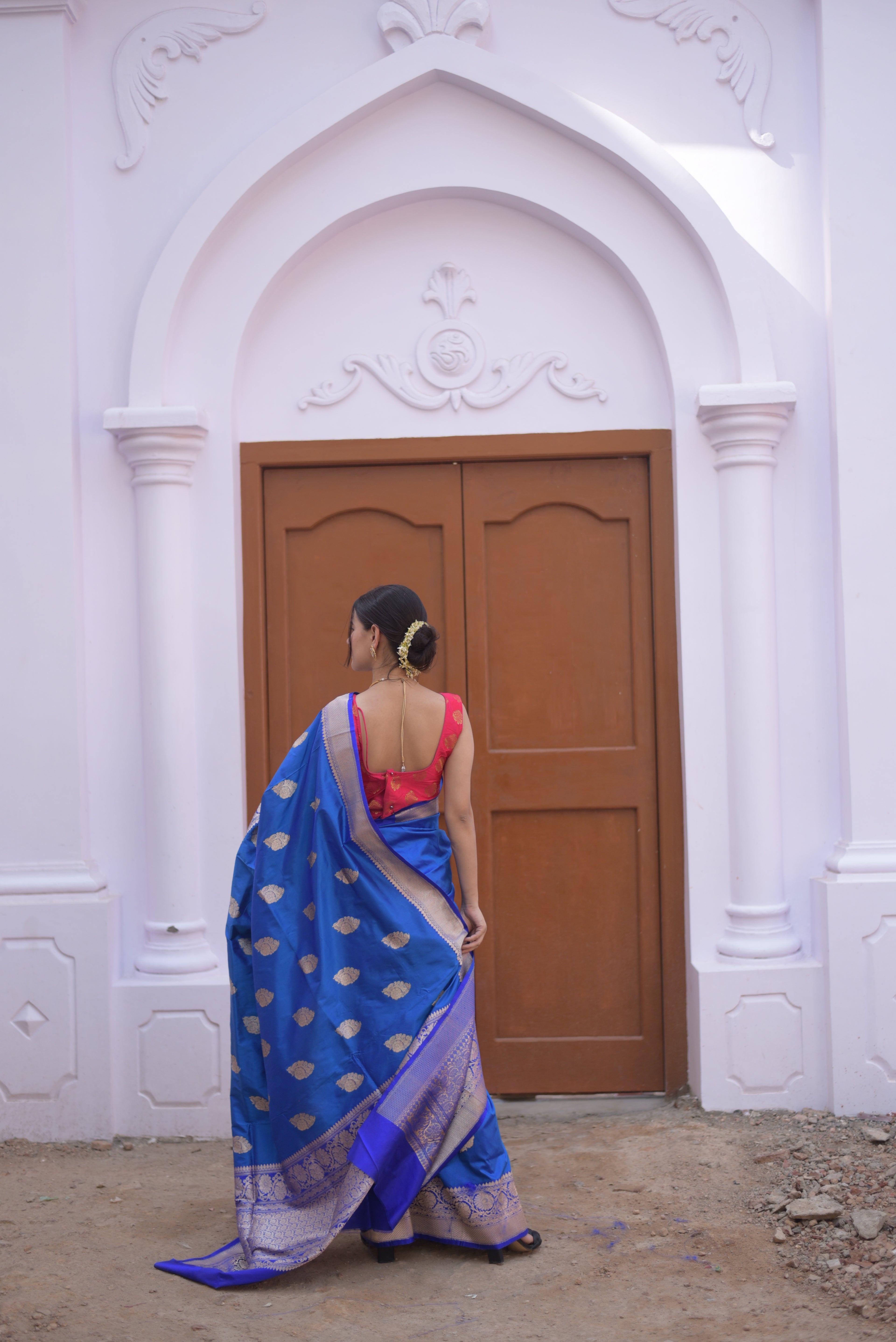 Indigo Pure Handwoven Banarasi Katan Silk Saree
