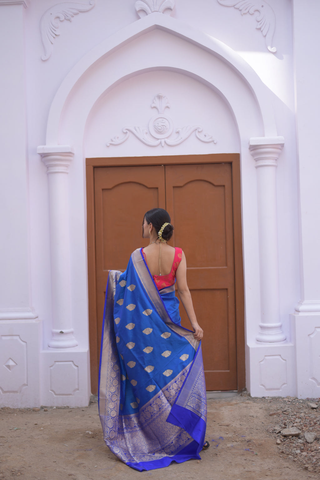 Indigo Pure Handwoven Banarasi Katan Silk Saree