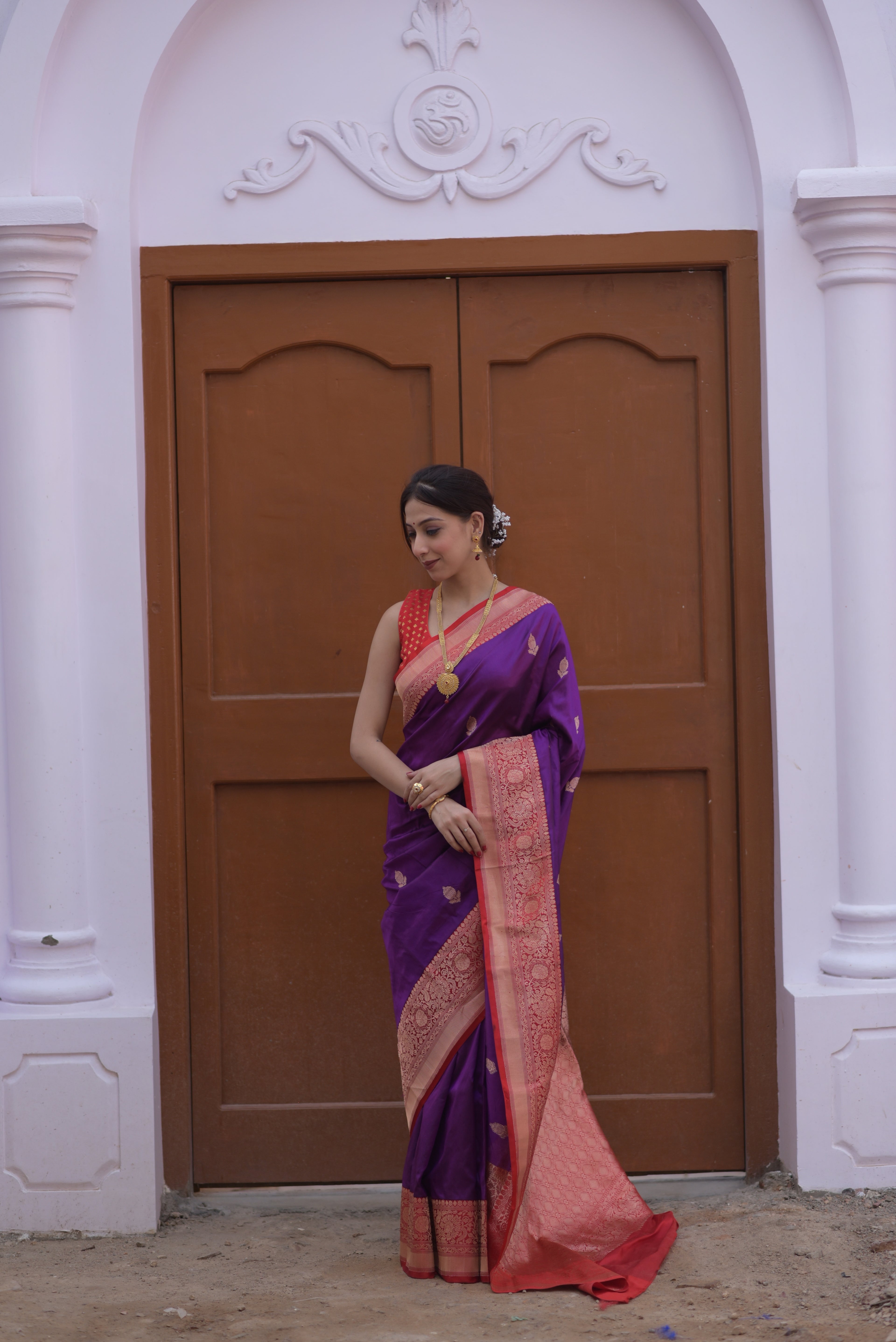 Voilet Pure Handwoven Banarasi Katan Silk Saree