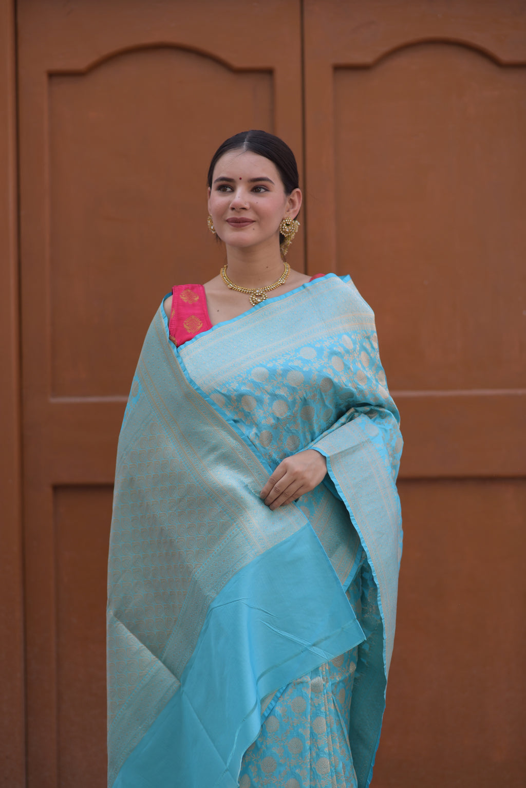 Soft Cyan Pure Handwoven Banarasi Katan Silk Saree