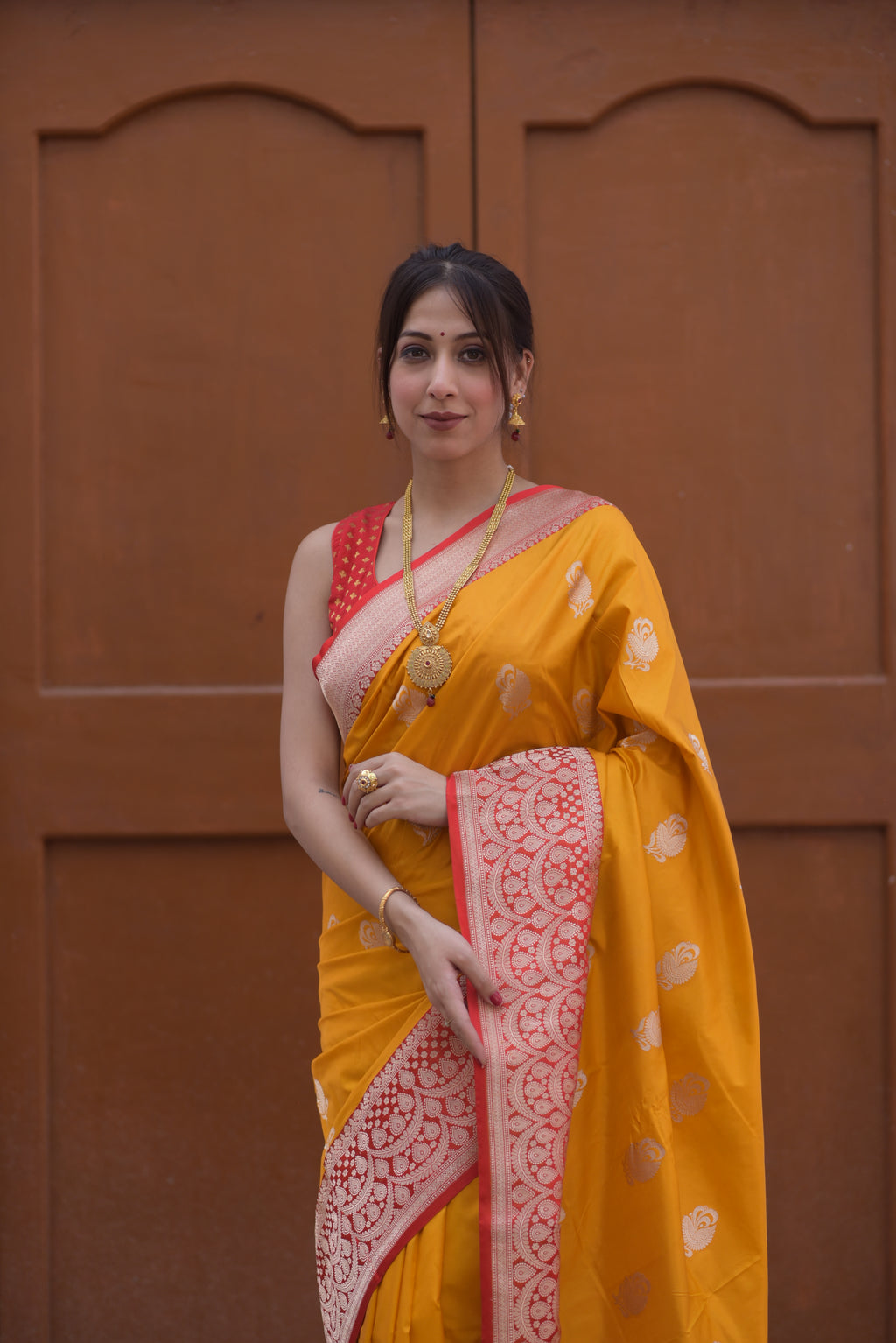 Goldenlush Pure Handwoven Banarasi Katan Silk Saree