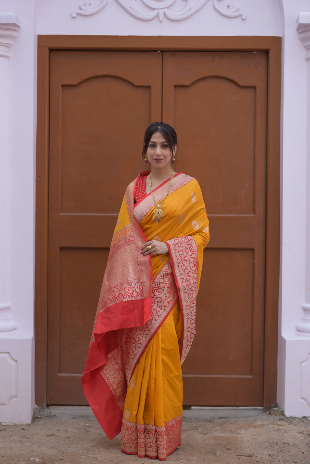 Goldenlush Pure Handwoven Banarasi Katan Silk Saree