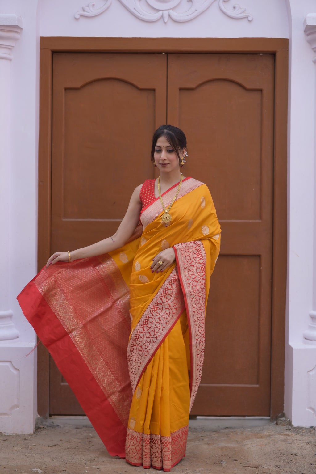 Goldenlush Pure Handwoven Banarasi Katan Silk Saree