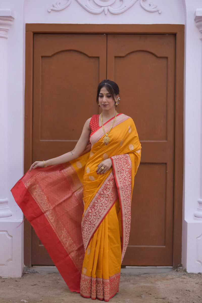 Goldenlush Pure Handwoven Banarasi Katan Silk Saree