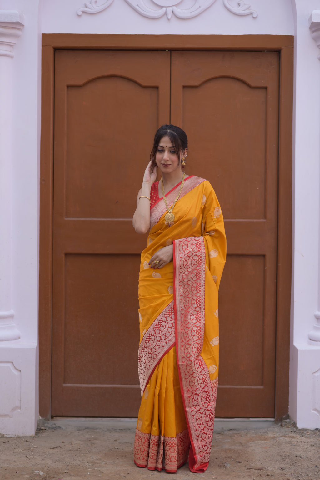 Goldenlush Pure Handwoven Banarasi Katan Silk Saree