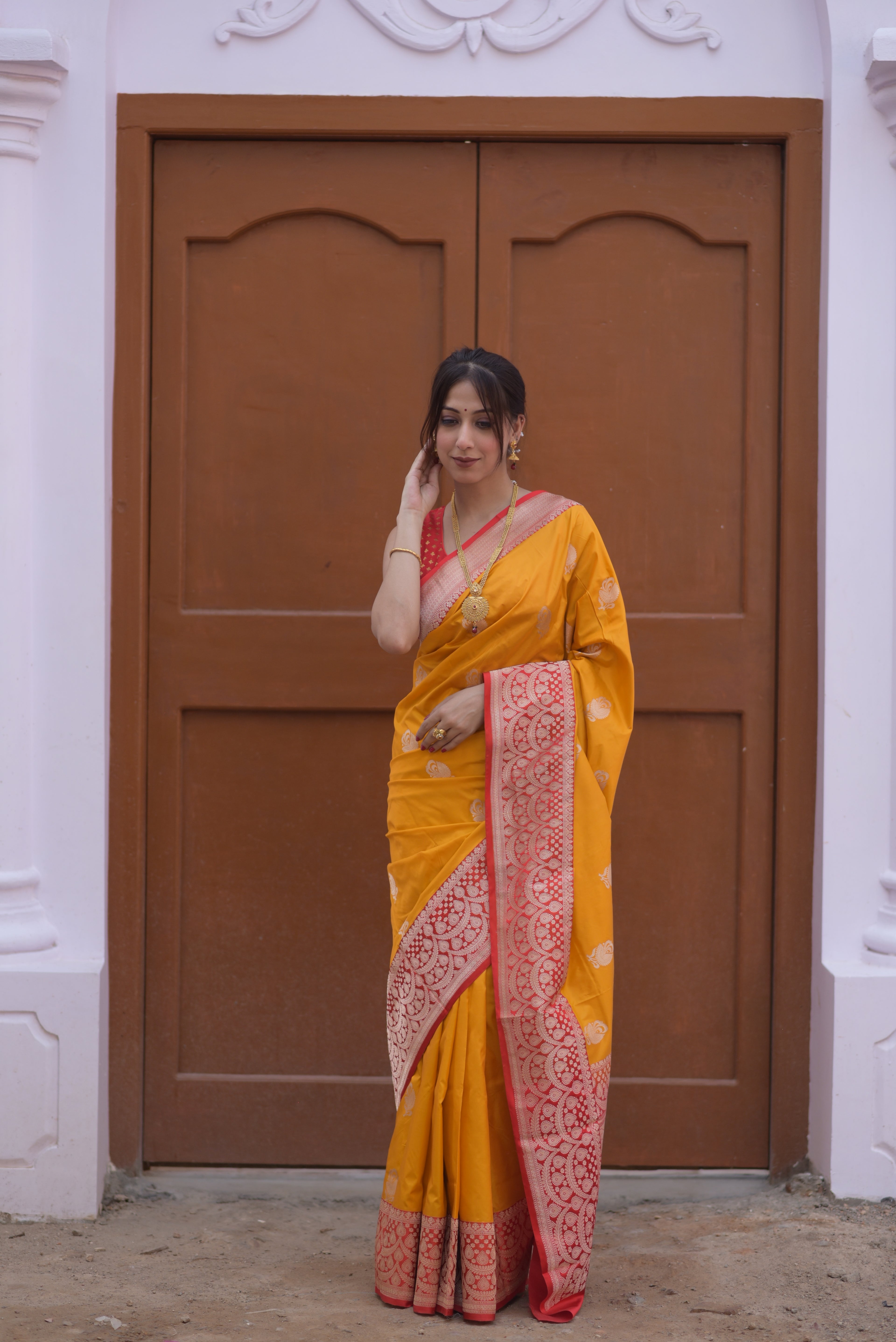 Goldenlush Pure Handwoven Banarasi Katan Silk Saree