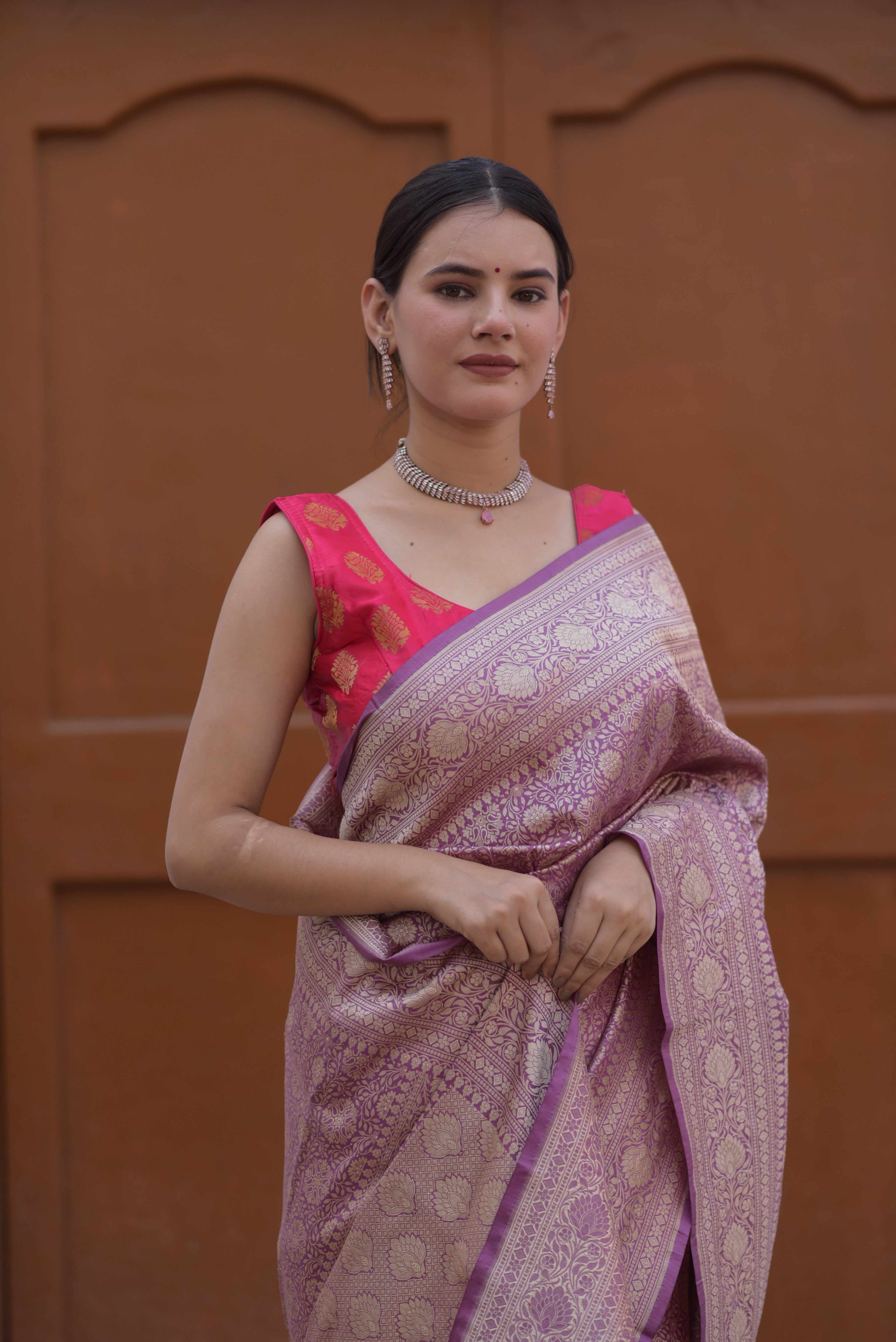 Lavender Pure Handwoven Banarasi Katan Silk Saree