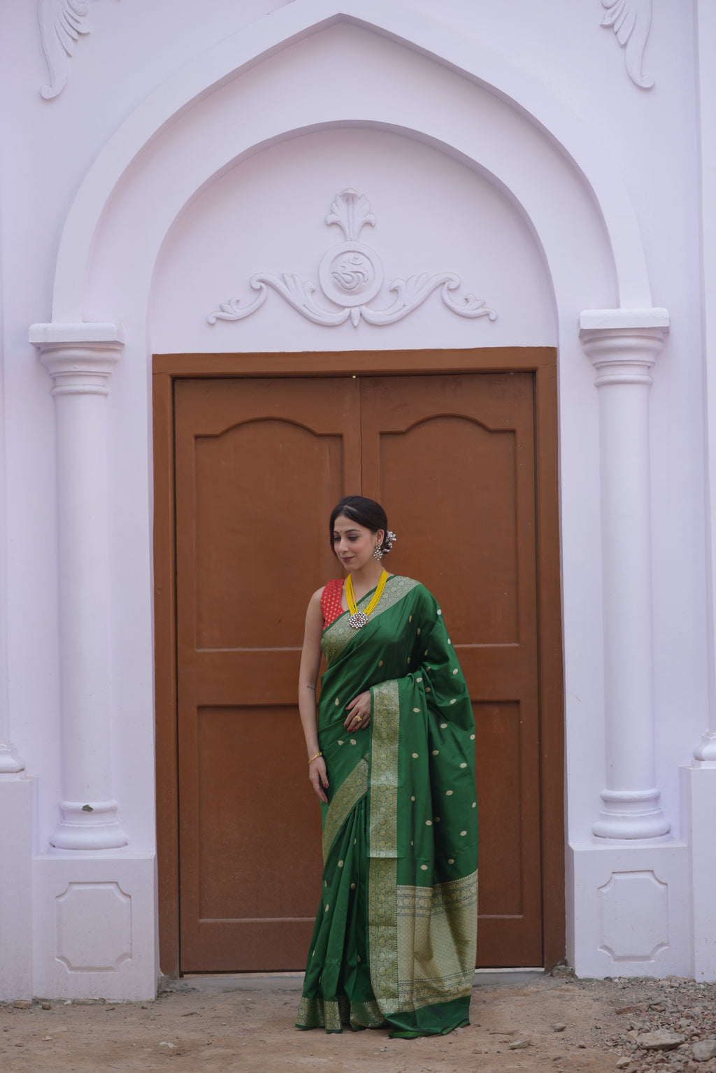 Deep Green Pure Handwoven Banarasi Katan Silk Saree