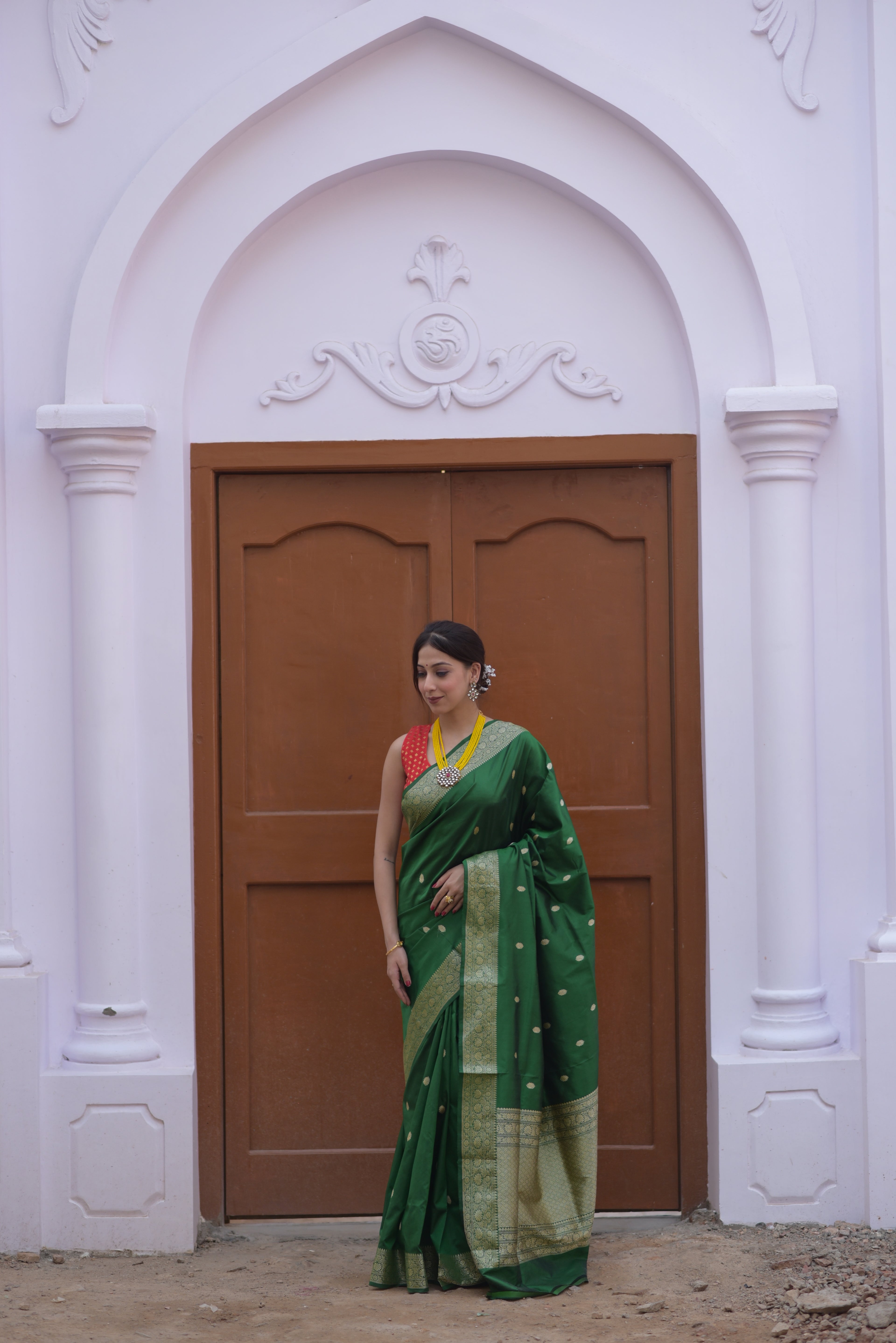 Deep Green Pure Handwoven Banarasi Katan Silk Saree