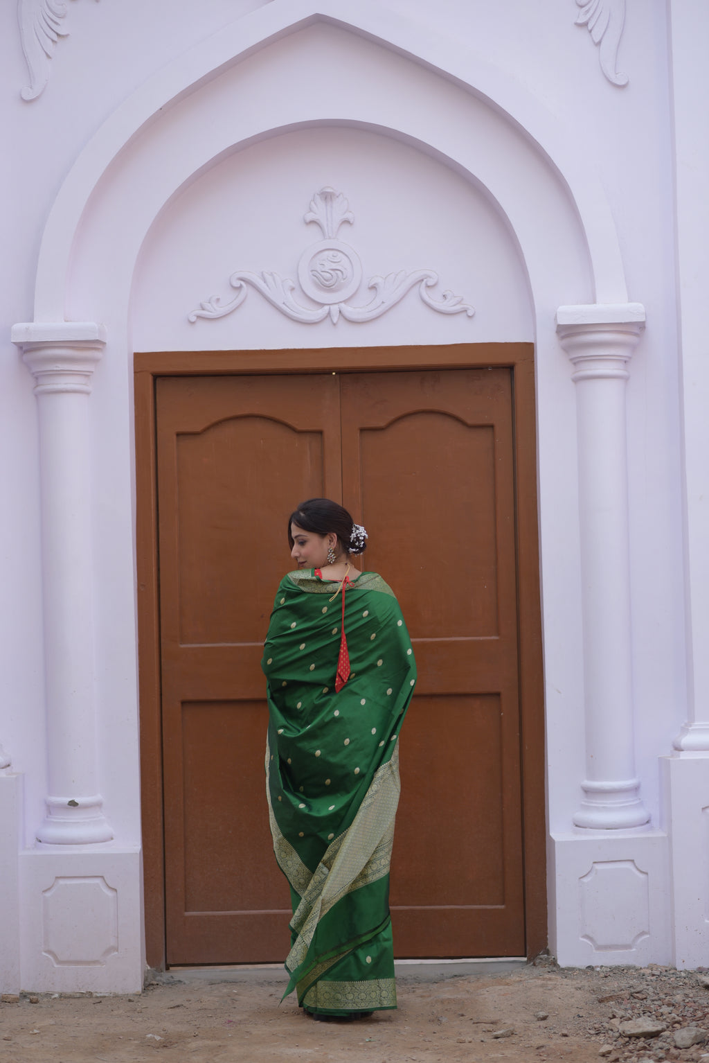 Deep Green Pure Handwoven Banarasi Katan Silk Saree