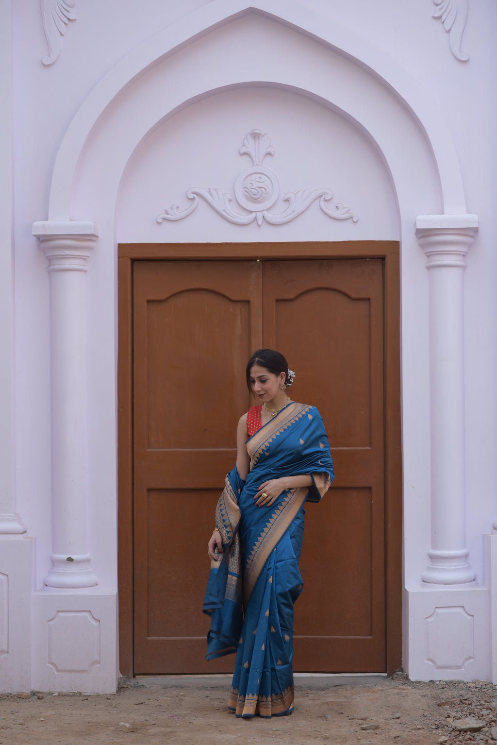 Celadon Blue Pure Handwoven Banarasi Katan Silk Saree