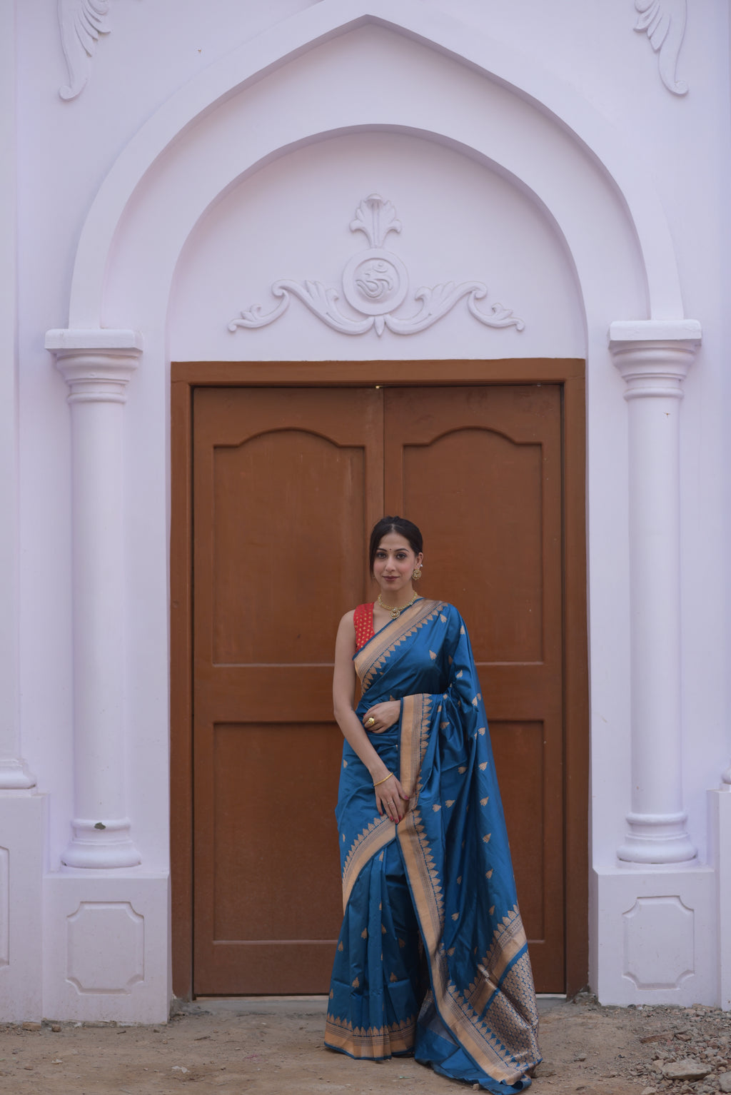 Celadon Blue Pure Handwoven Banarasi Katan Silk Saree