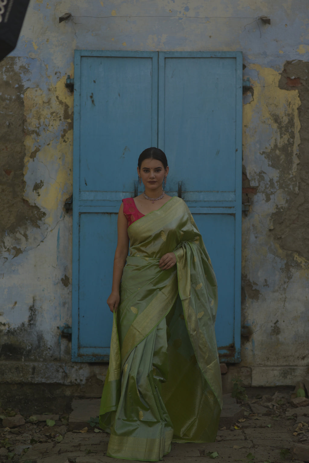 Pear Green Pure Handwoven Banarasi Katan Silk Saree