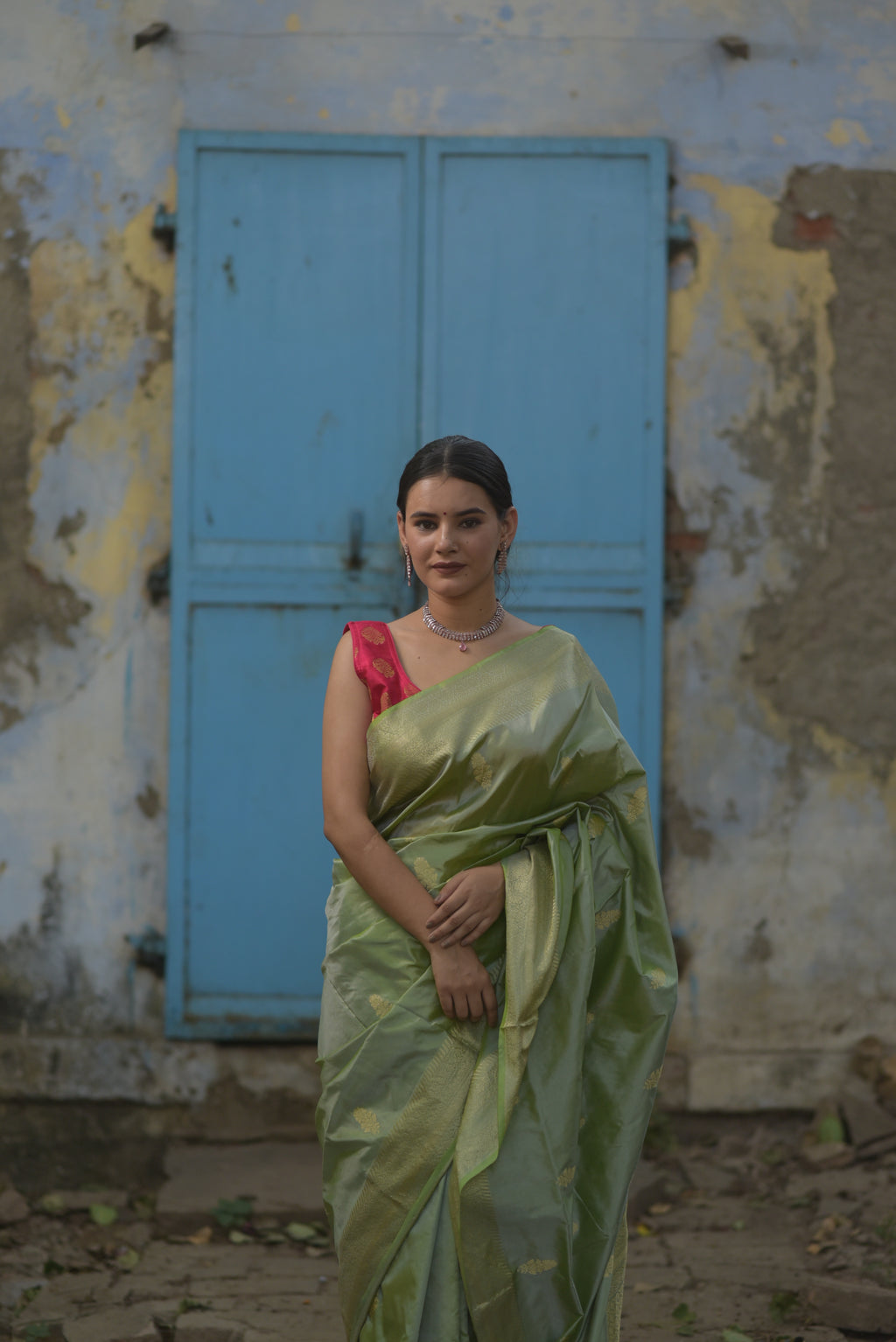 Pear Green Pure Handwoven Banarasi Katan Silk Saree