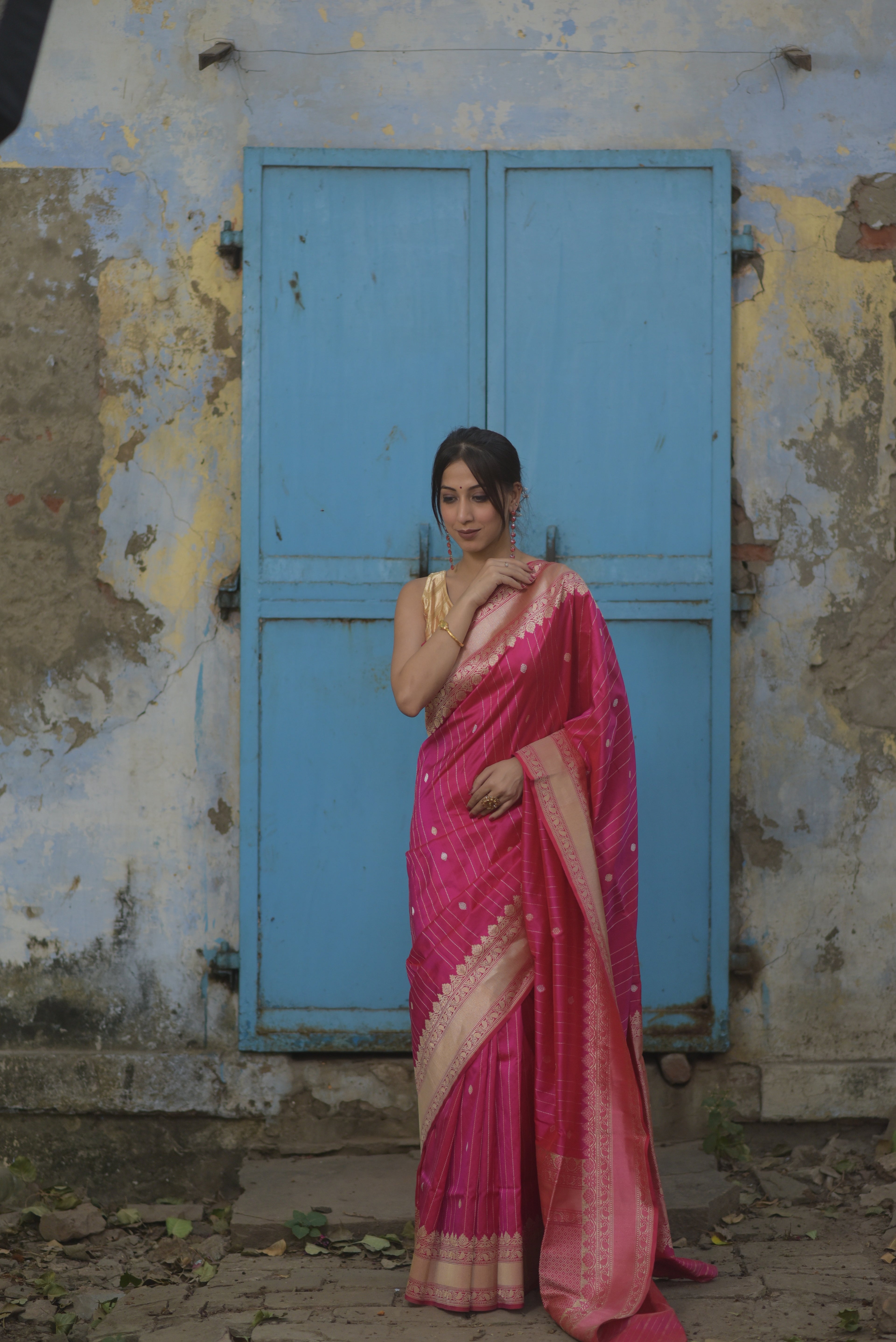 Ruby Pink SonaRupa Pure Handwoven Banarasi Katan Silk Saree
